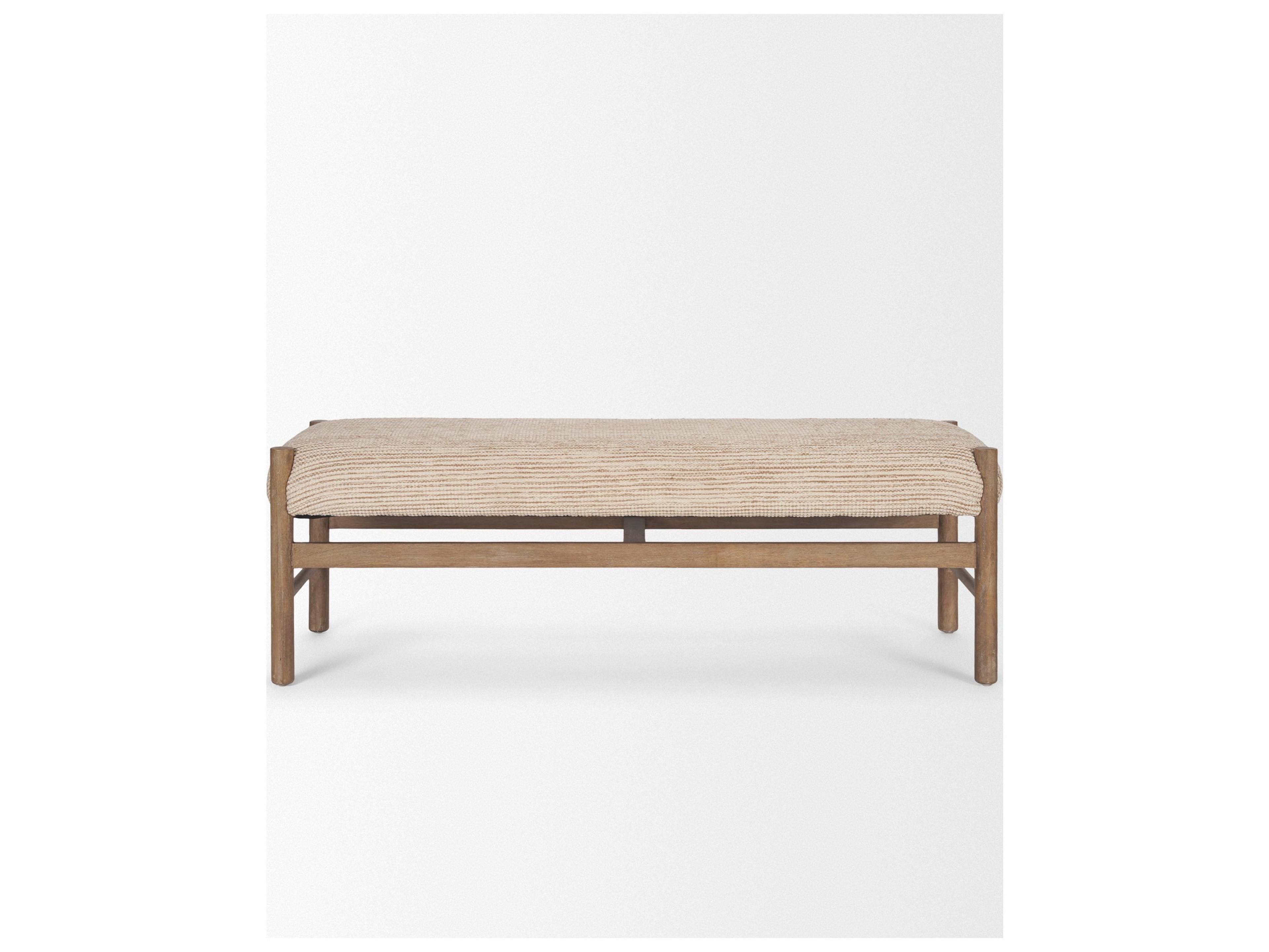 Mercana Tadi Rectangular Dark Brown Wood w/ Rug Seat Bench