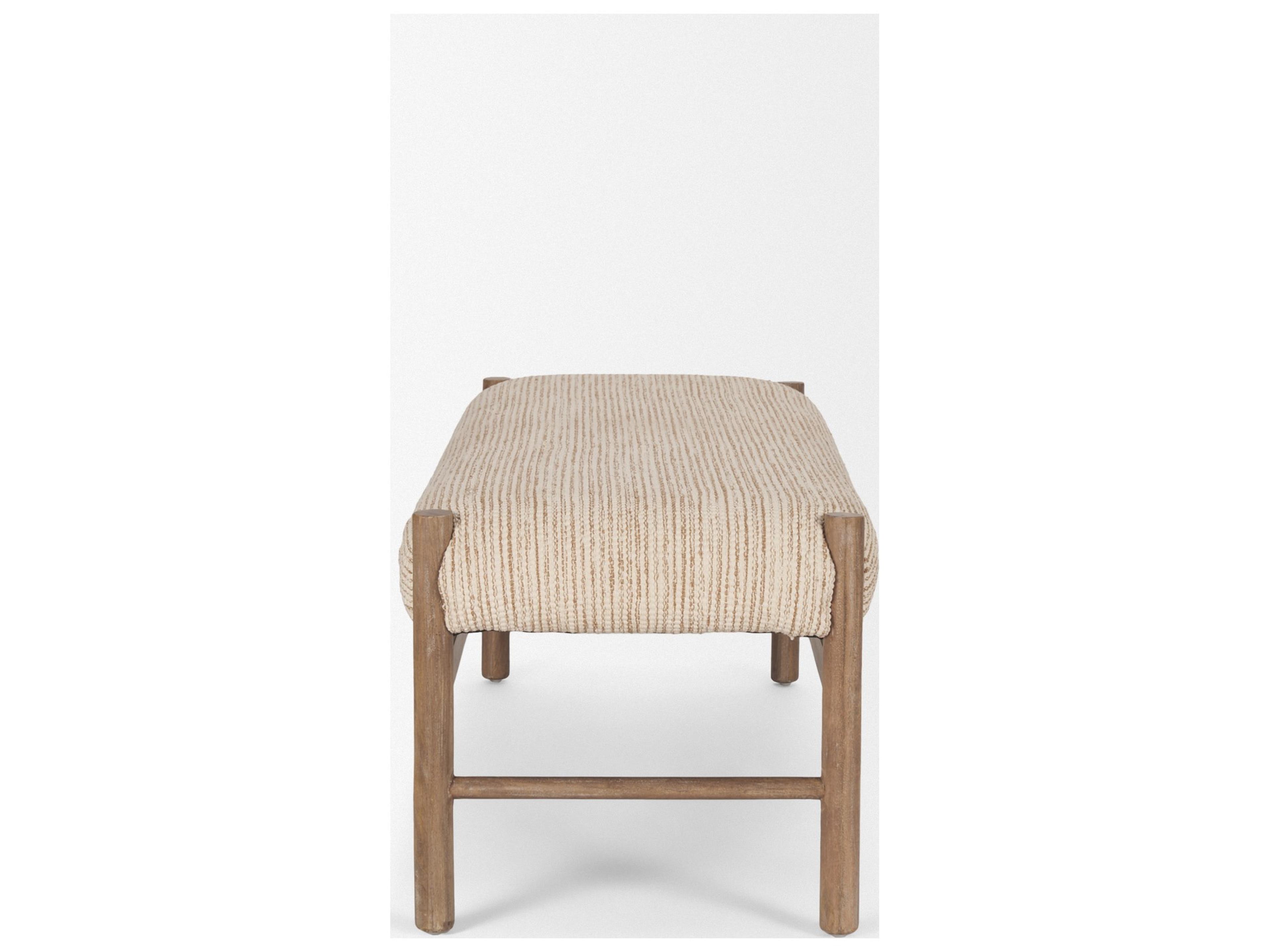 Mercana Tadi Rectangular Dark Brown Wood w/ Rug Seat Bench