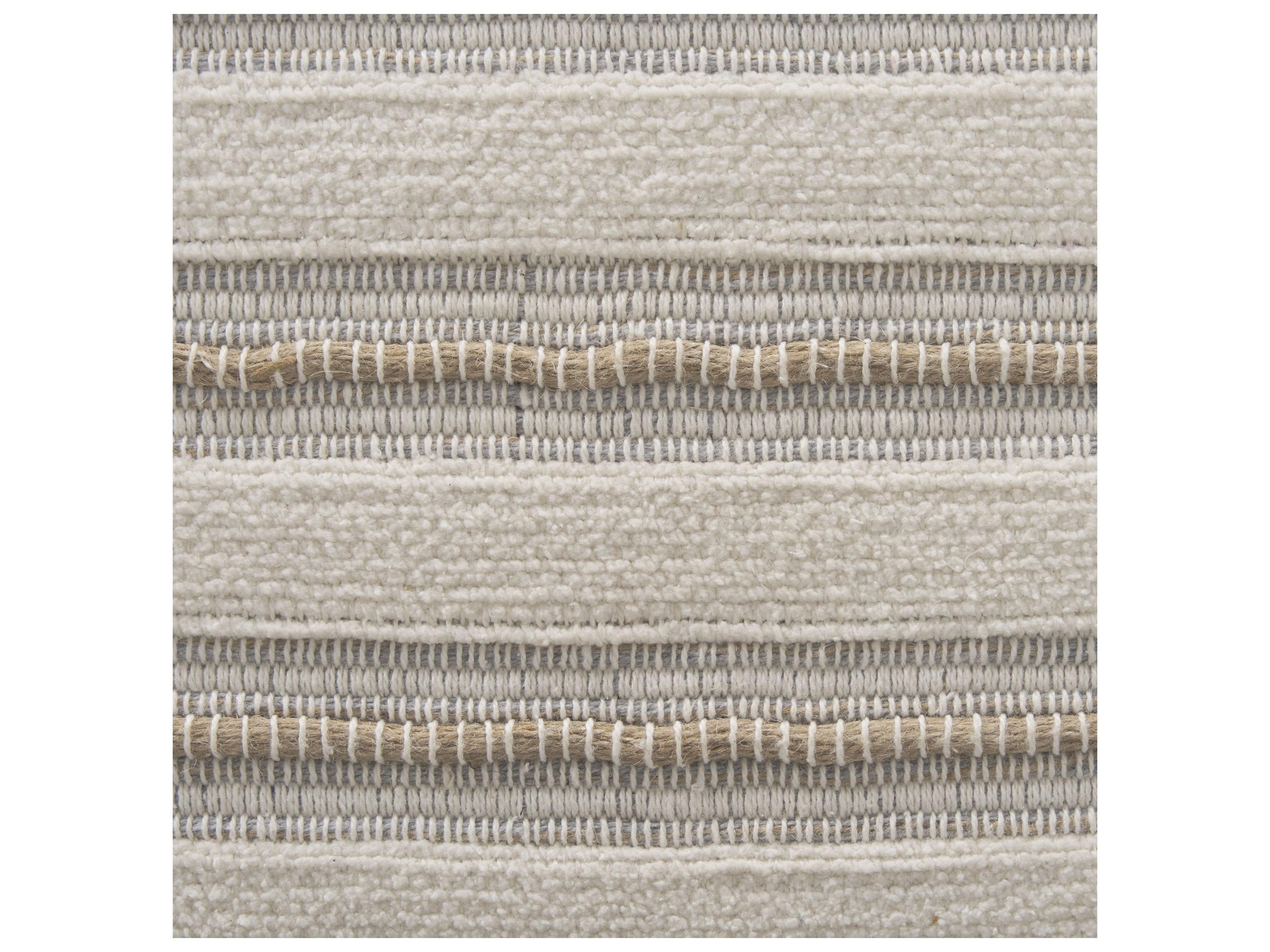 Mercana Taimo White Washed Light Brown Wood w/ Striped Fabric Seat Bench