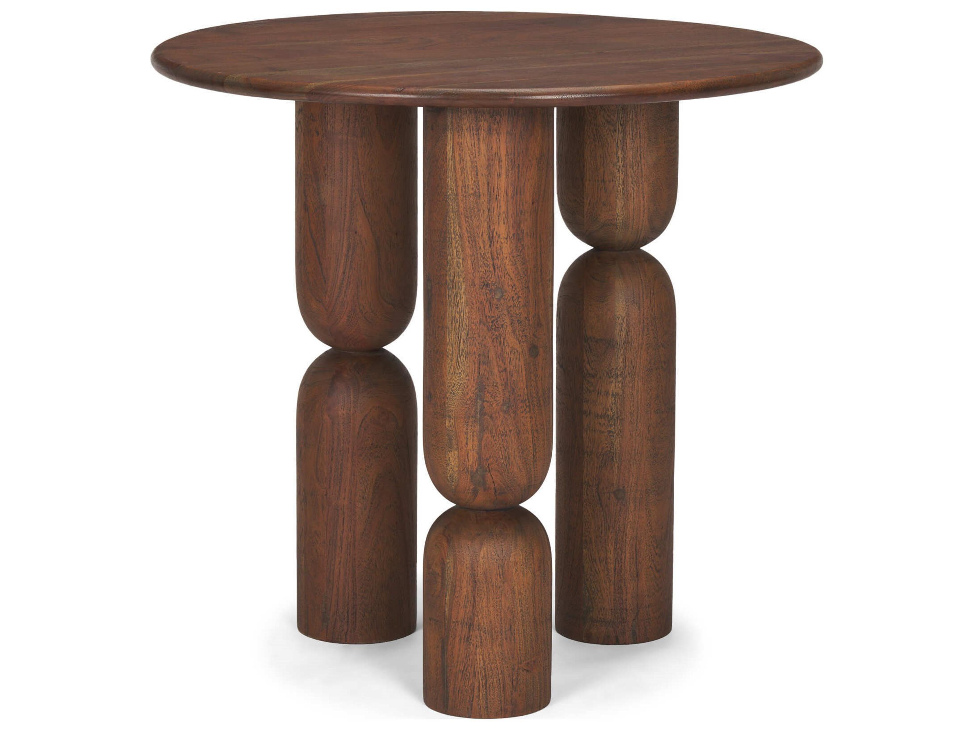 Sonel Pedestal Medium Dark Brown Acacia Wood Foyer Table