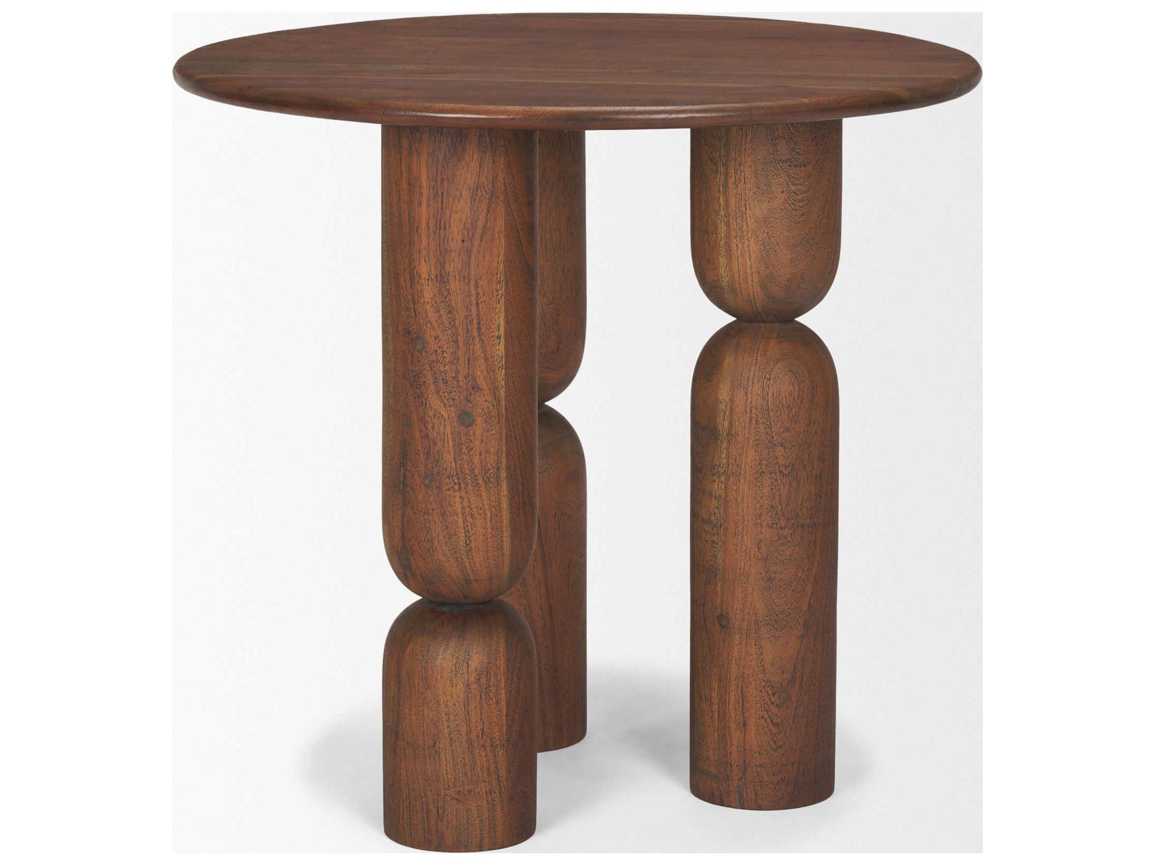 Mercana Sonel Pedestal Medium Dark Brown Acacia Wood Foyer Table