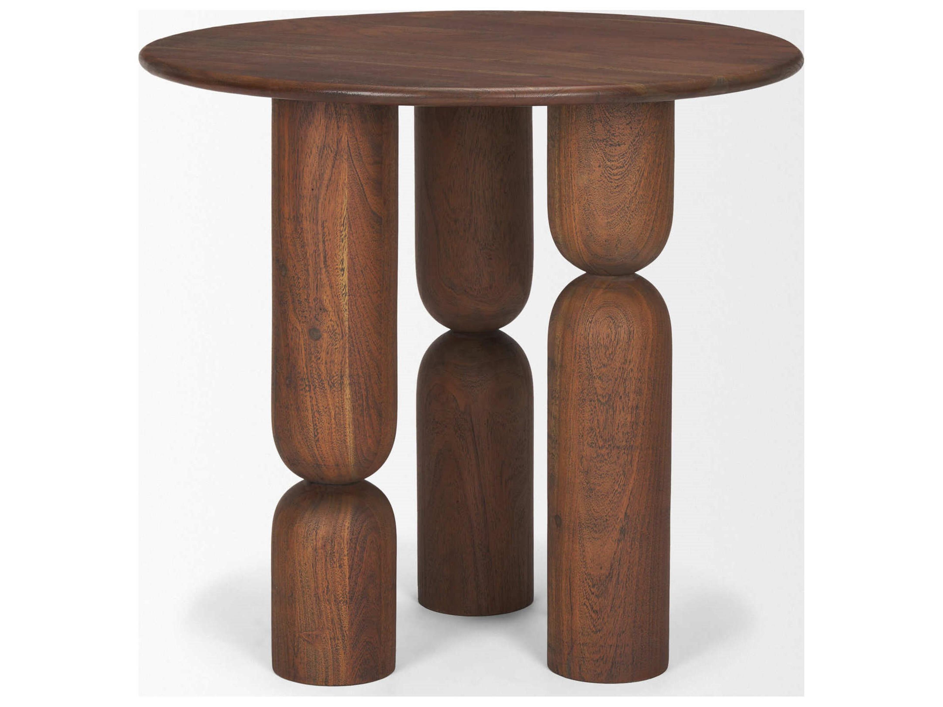 Mercana Sonel Pedestal Medium Dark Brown Acacia Wood Foyer Table