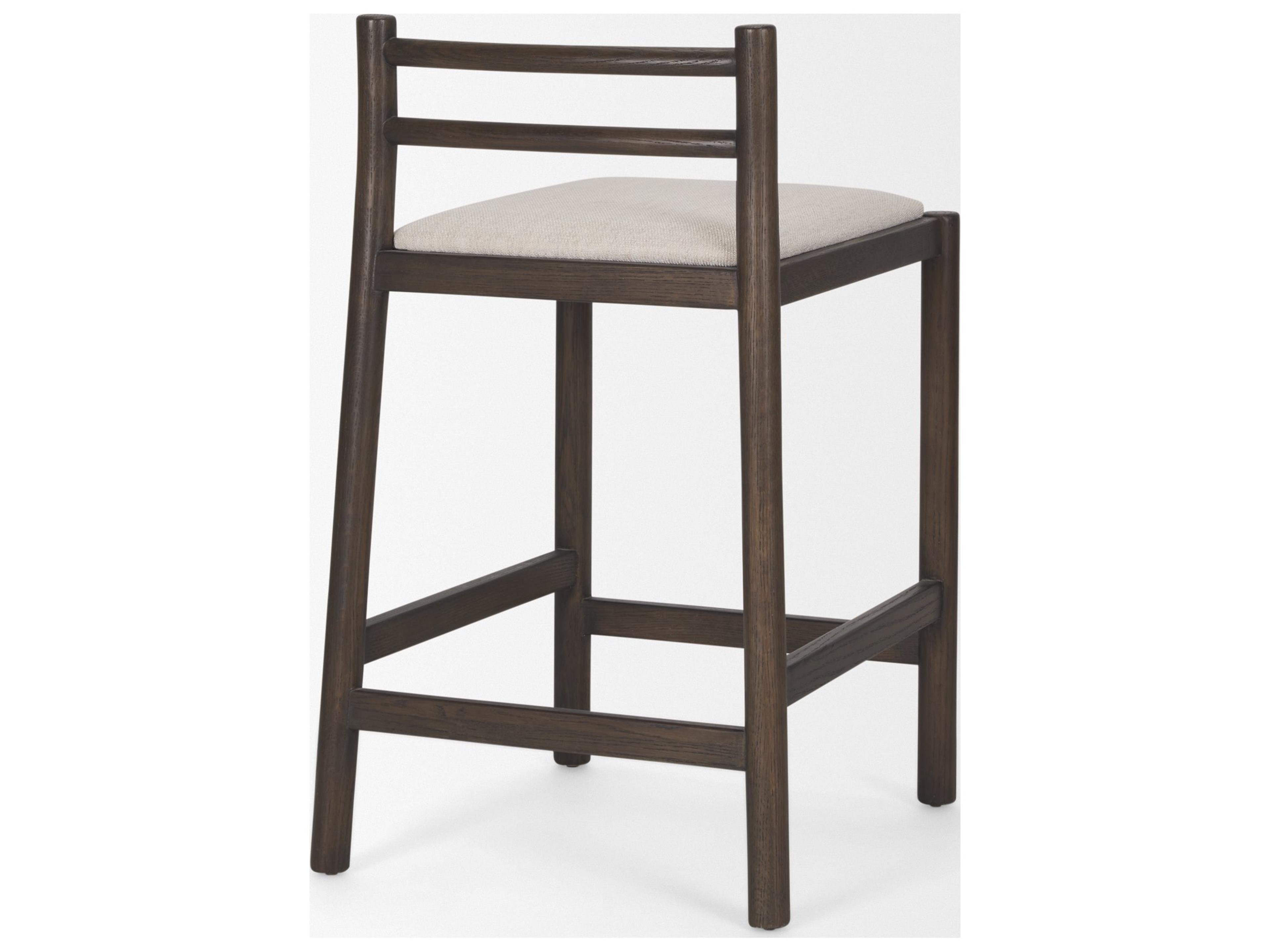 Mercana Sam Dark Brown Wood w/ Cream Fabric Counter Stool