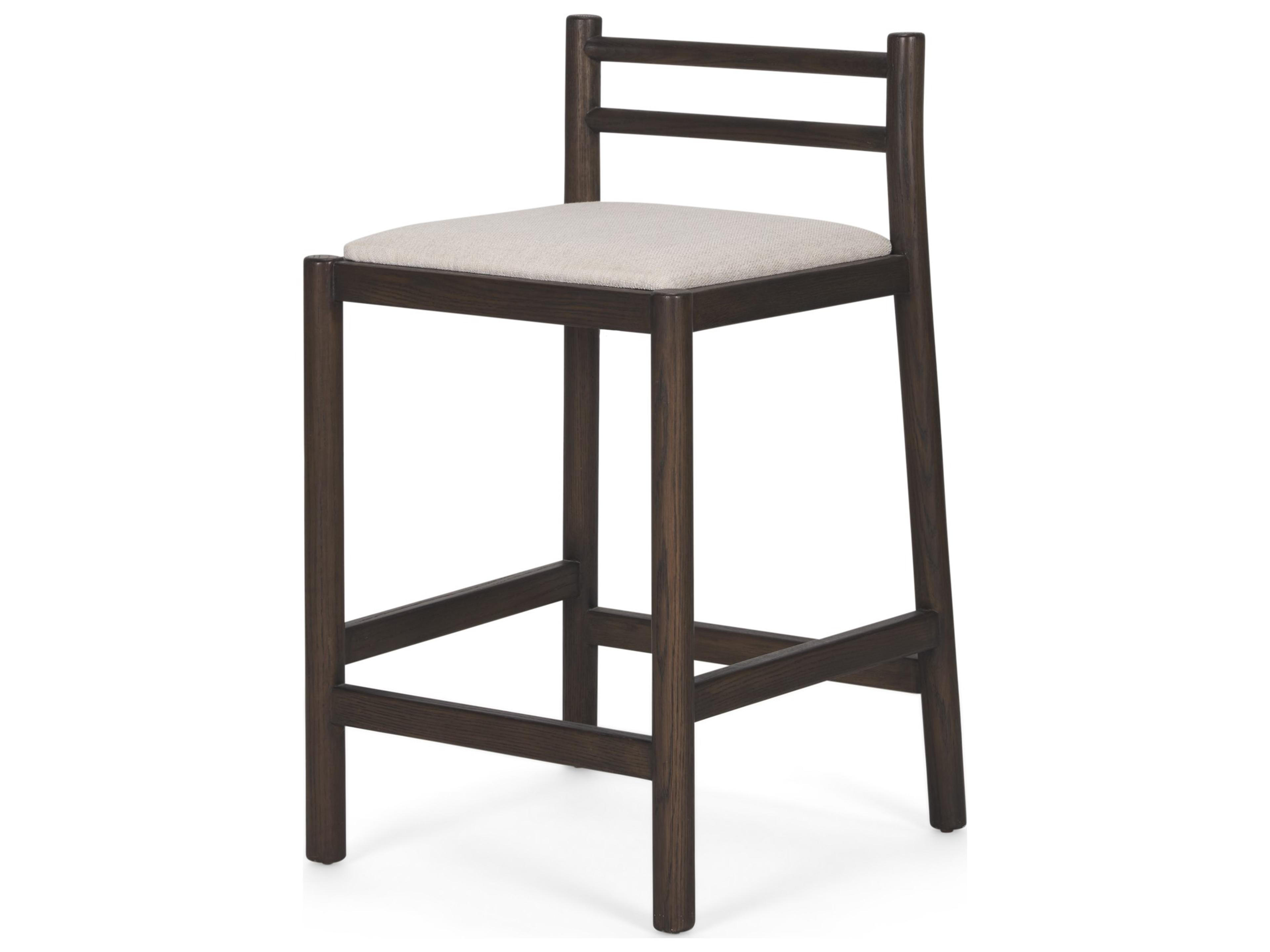 Sam Dark Brown Wood w/ Cream Fabric Counter Stool