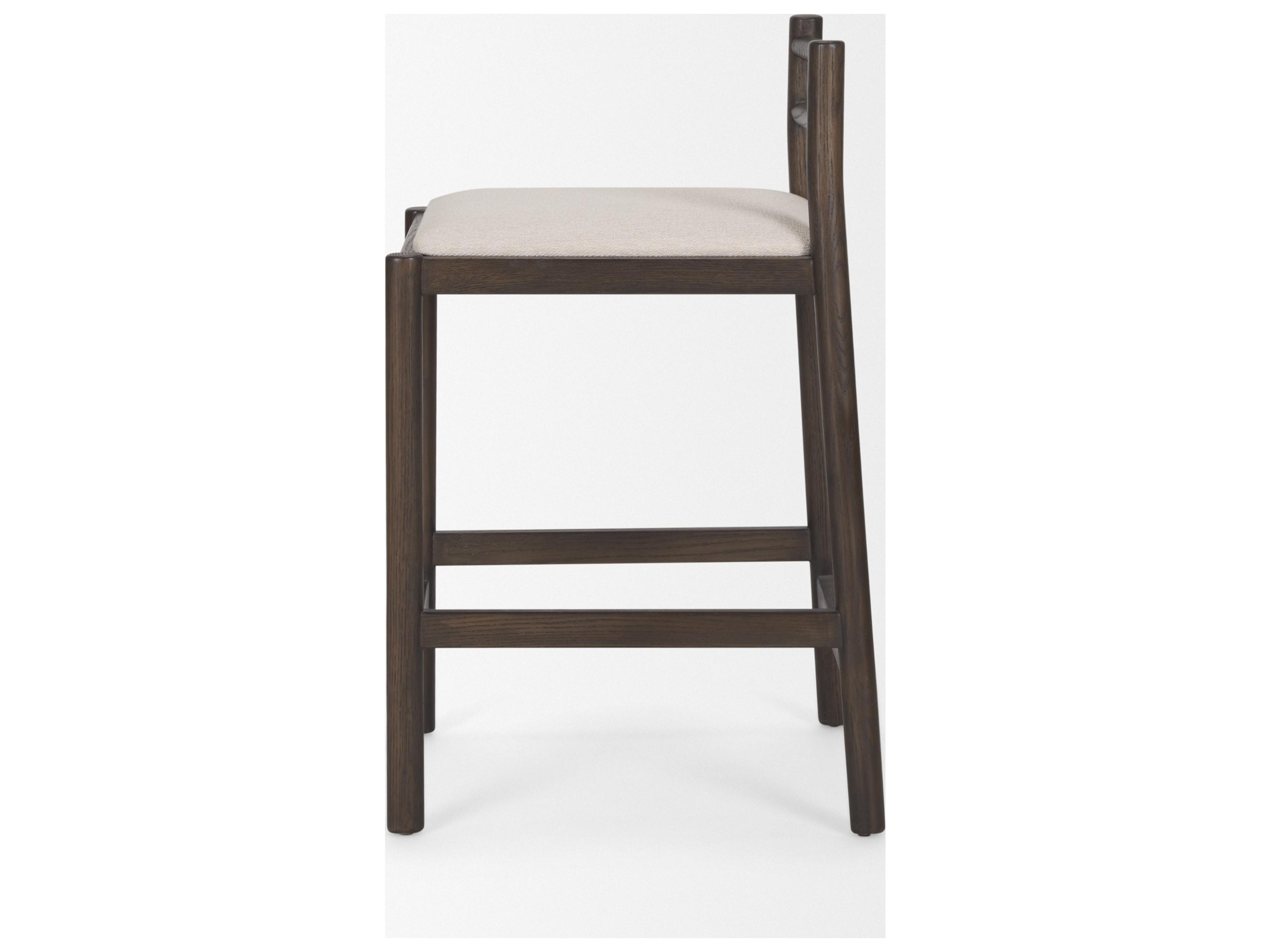 Mercana Sam Dark Brown Wood w/ Cream Fabric Counter Stool