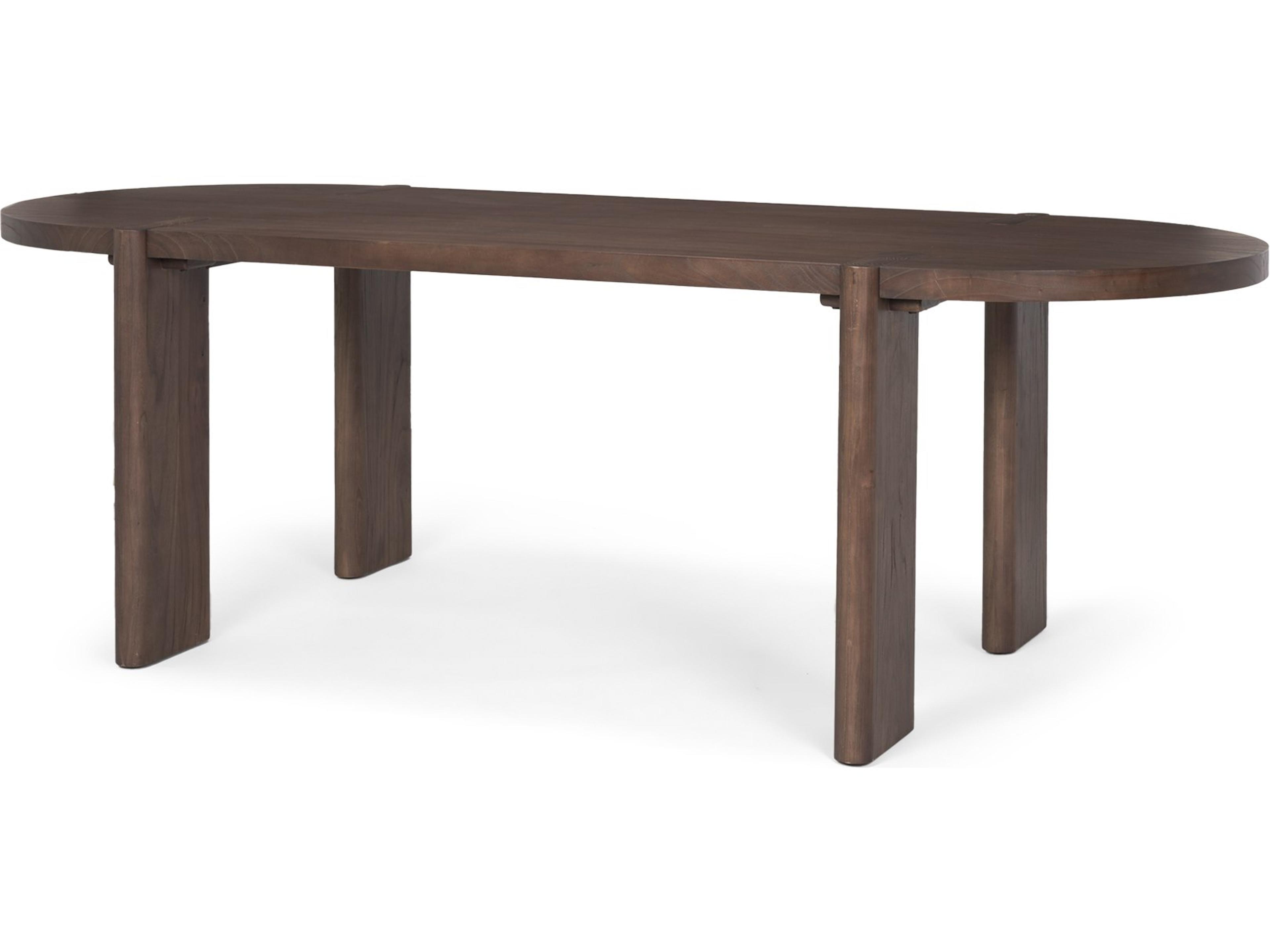 Sohan Dark Elm Wood Oval Dining Table