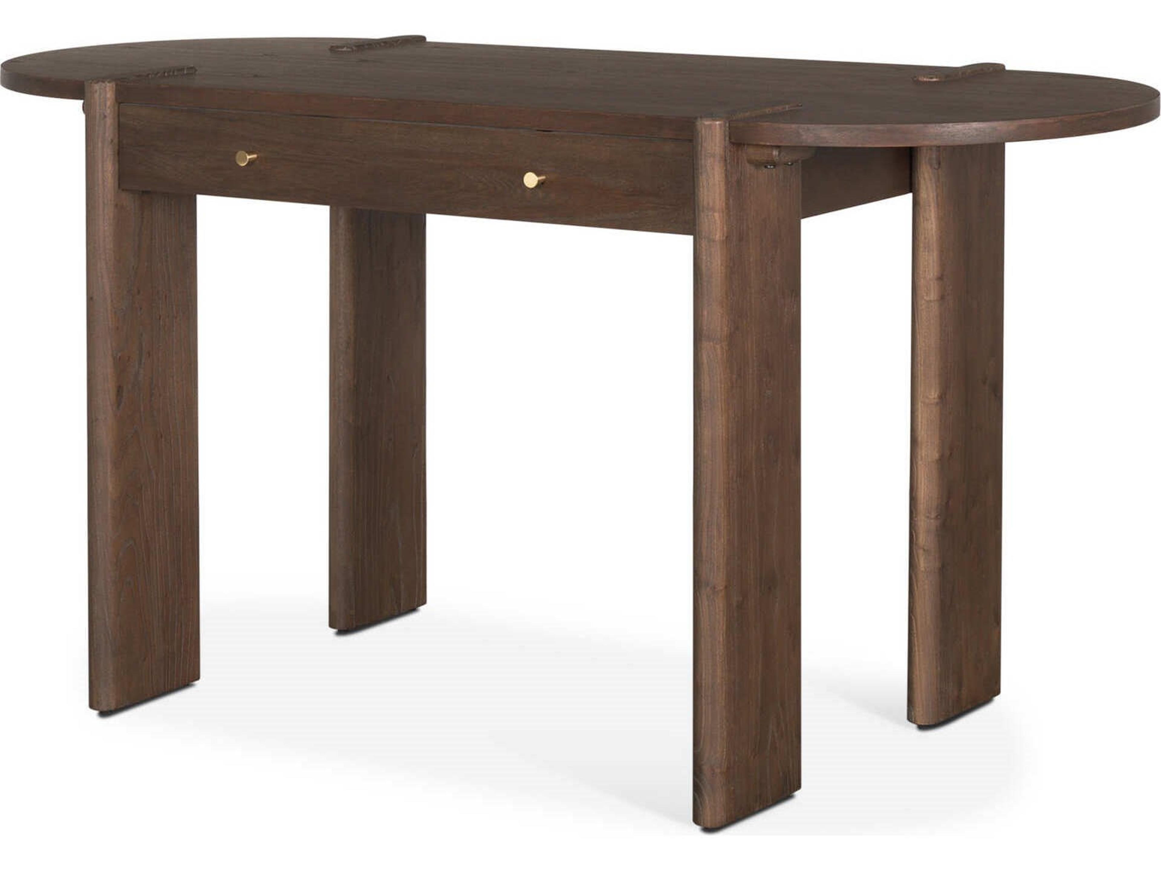 Sohan Dark Brown Elm Wood Oblong Desk