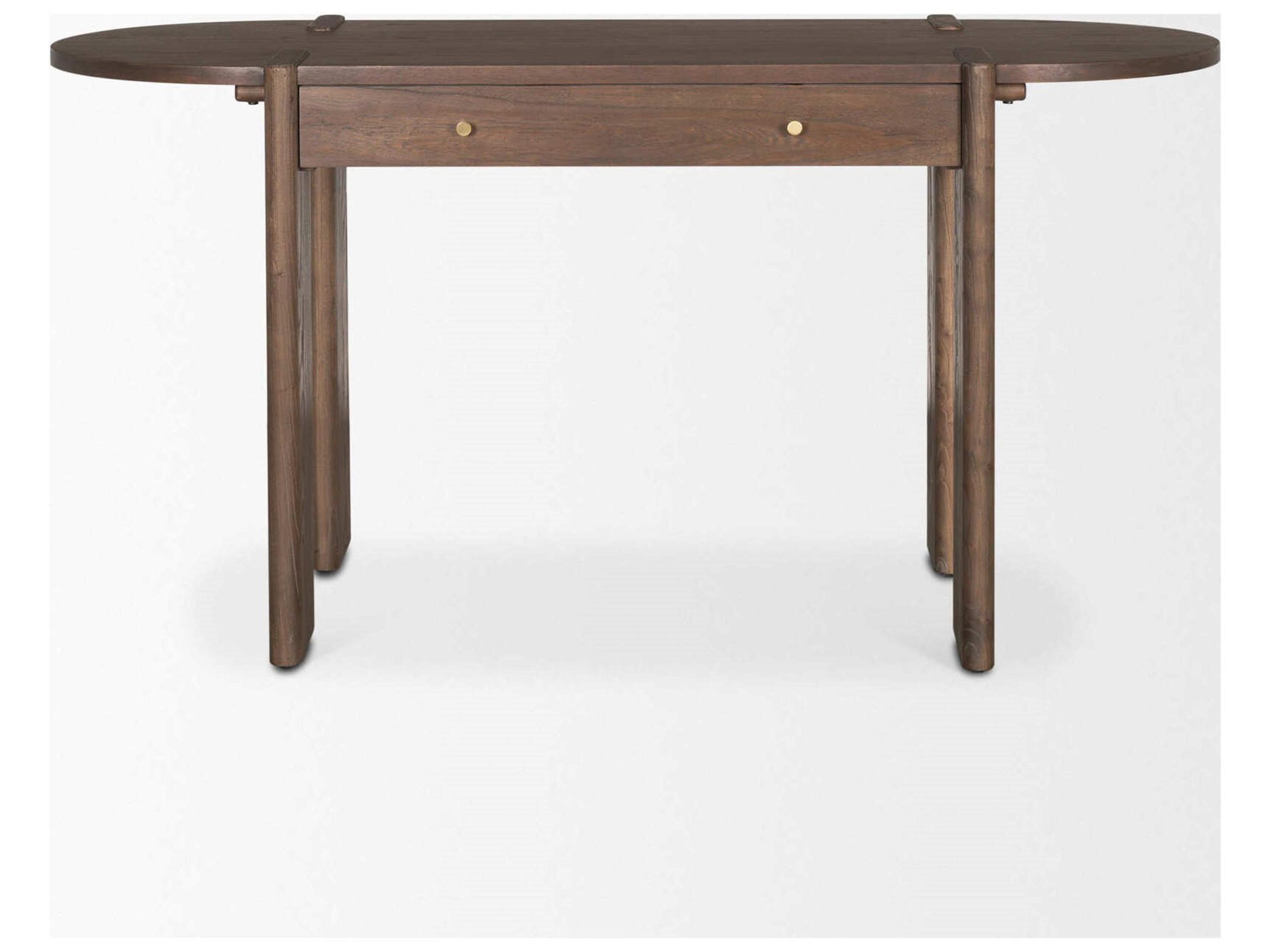 Mercana Sohan Dark Brown Elm Wood Oblong Desk