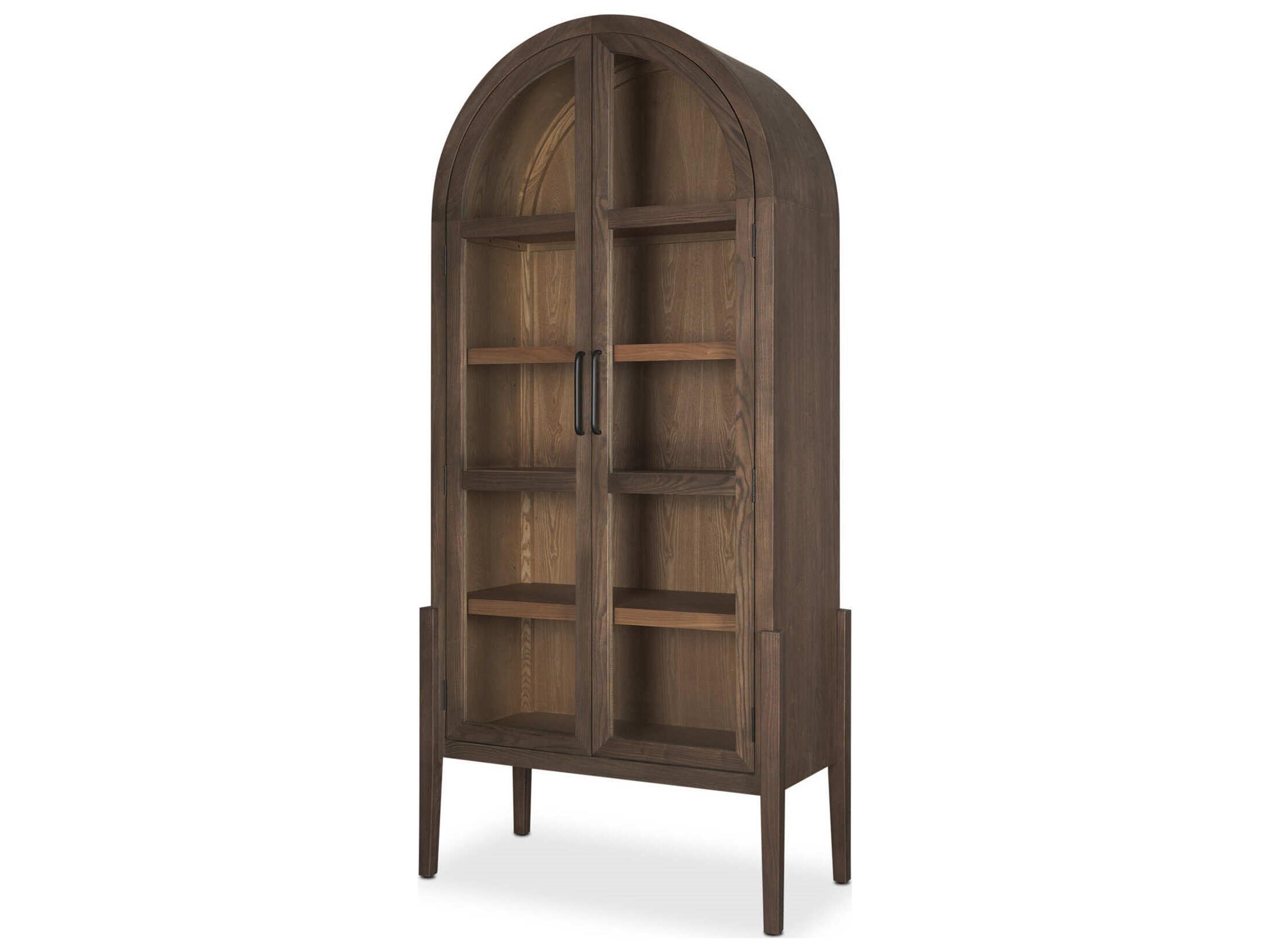 Teva Two Toned Dark w/Light Wood Arched Curio Cabinet