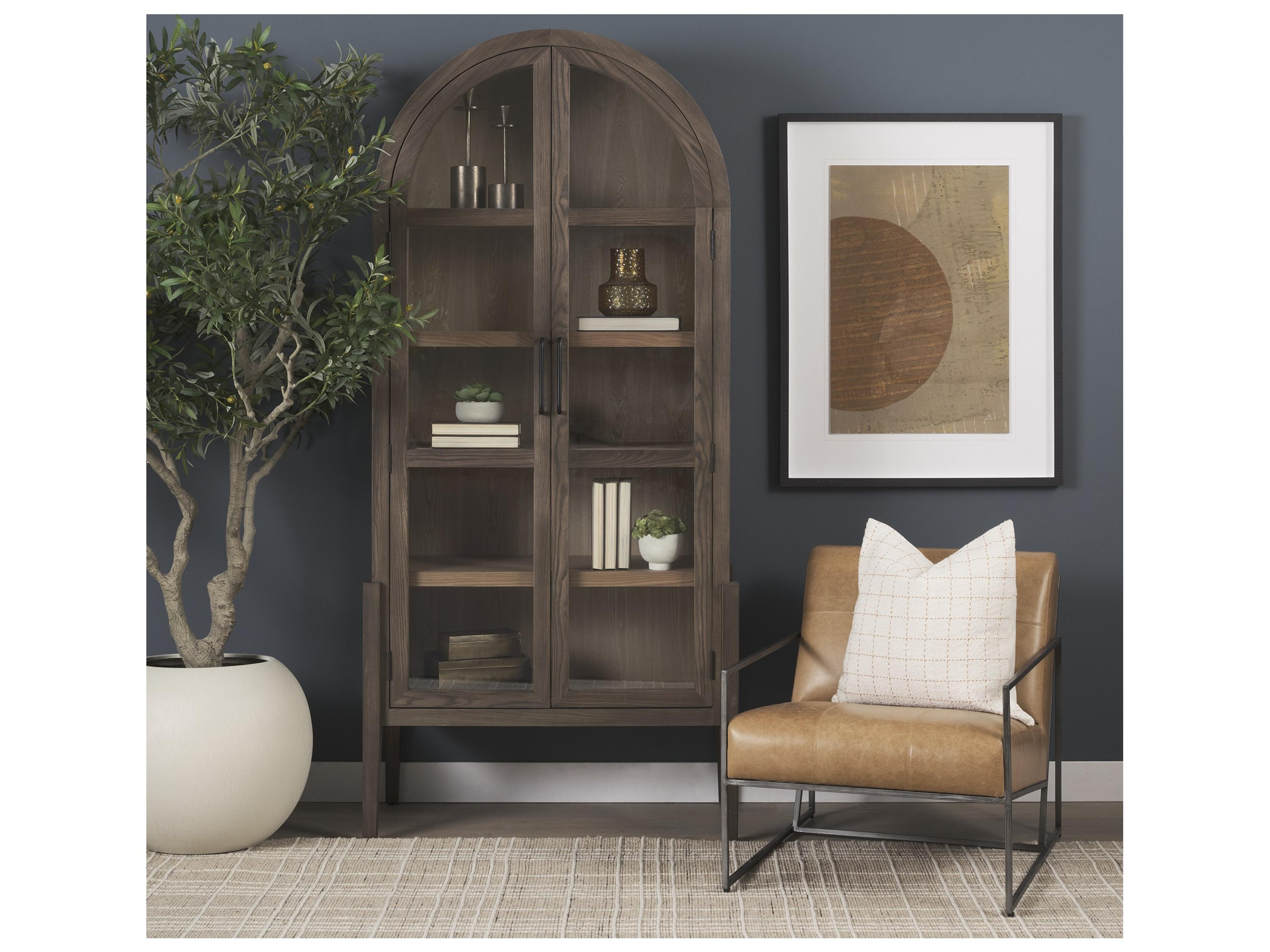 Mercana Teva Two Toned Dark w/Light Wood Arched Curio Cabinet