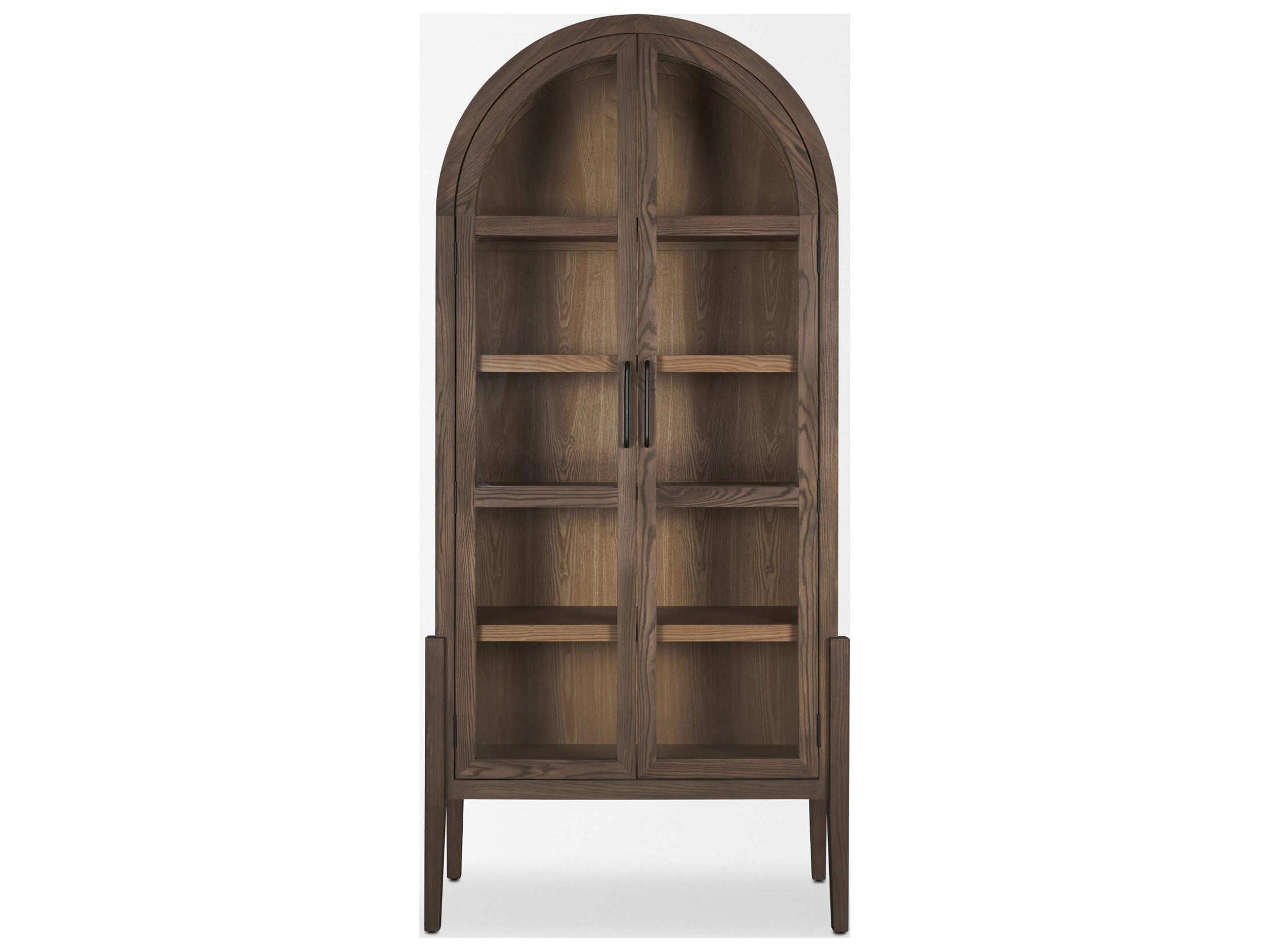 Mercana Teva Two Toned Dark w/Light Wood Arched Curio Cabinet