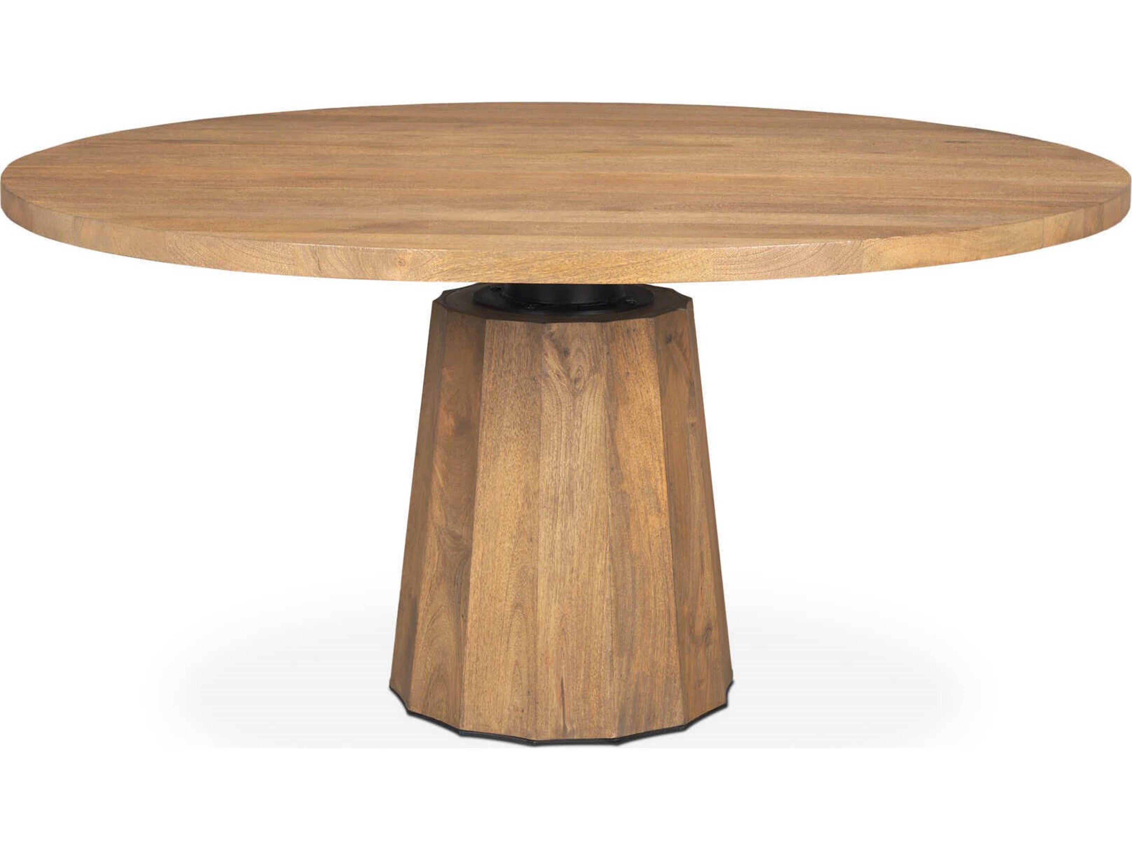 Swanson 60" Light Brown Wood Round Pedestal Dining Table