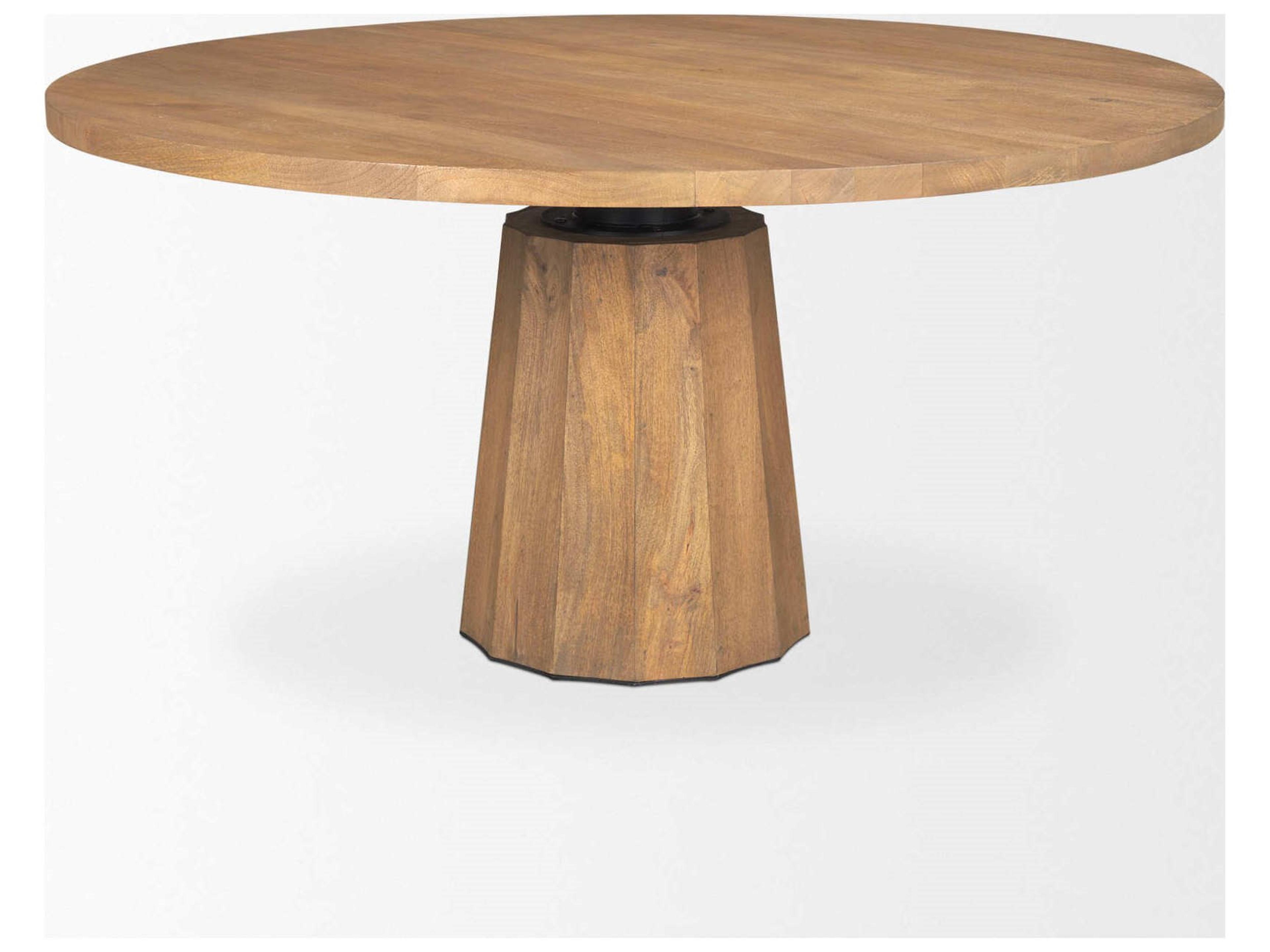 Mercana Swanson 60" Light Brown Wood Round Pedestal Dining Table