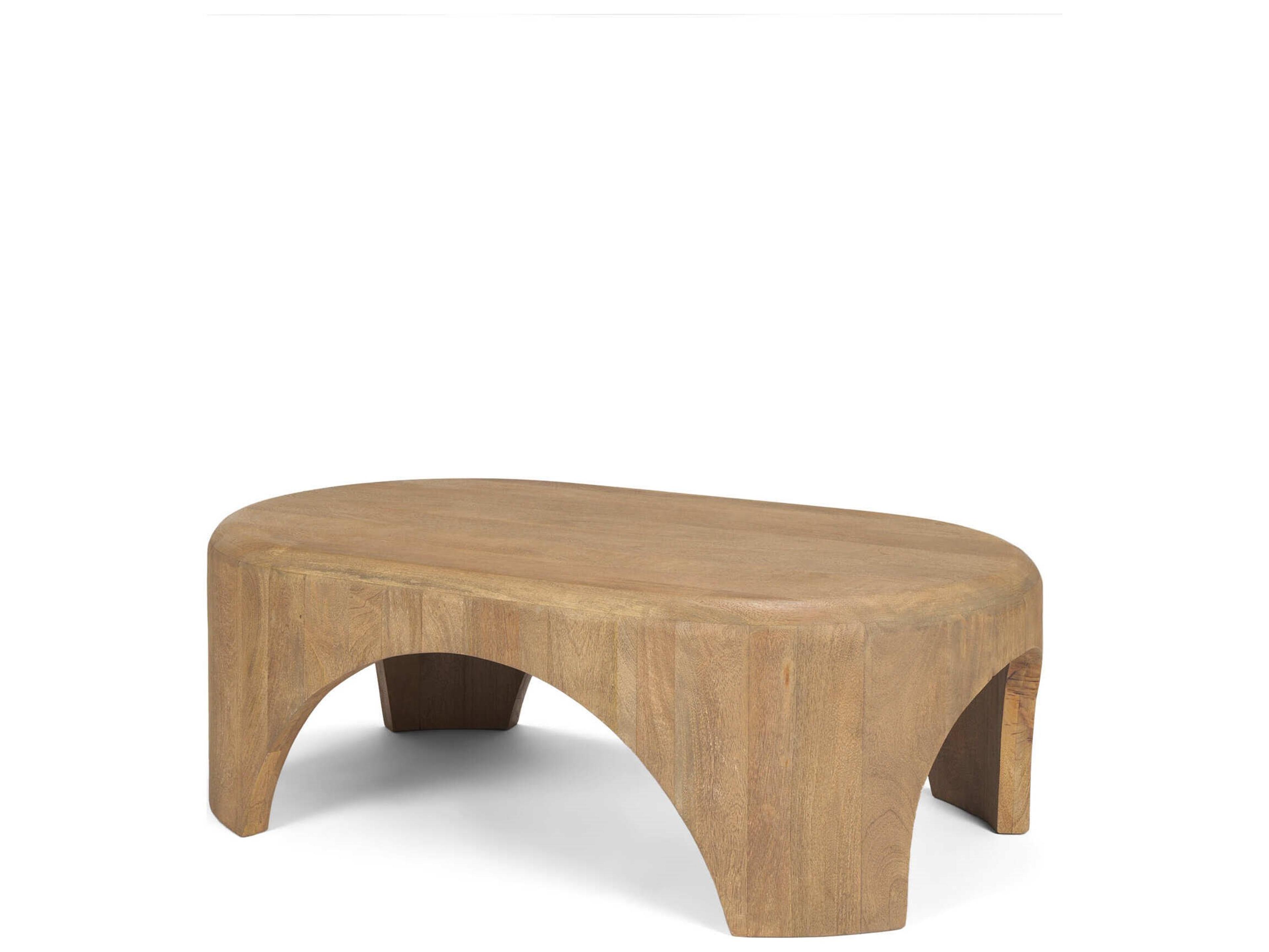 Shima Oval Light Brown Wood w/ Arched Legs Coffee Table