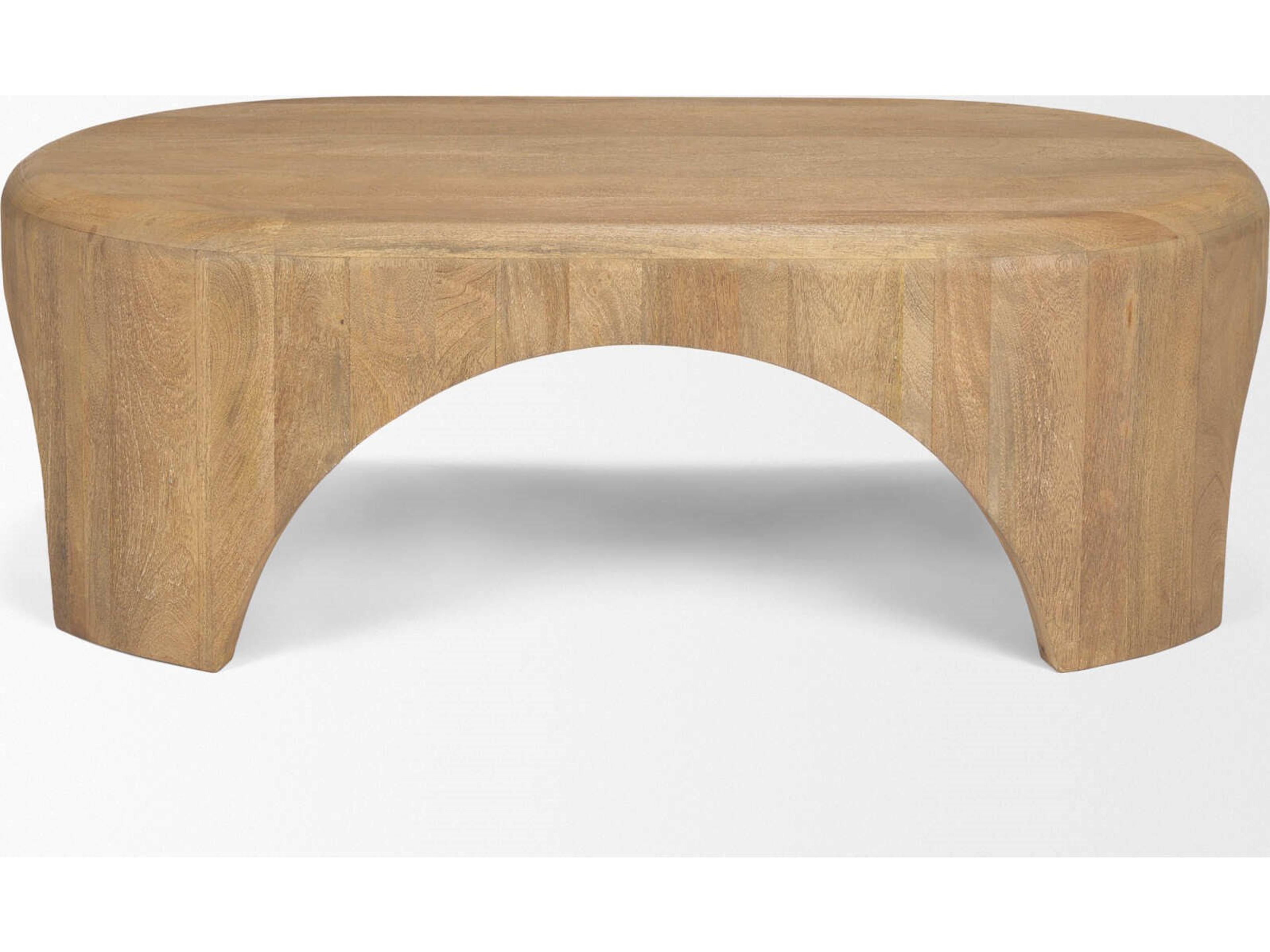 Mercana Shima Oval Light Brown Wood w/ Arched Legs Coffee Table