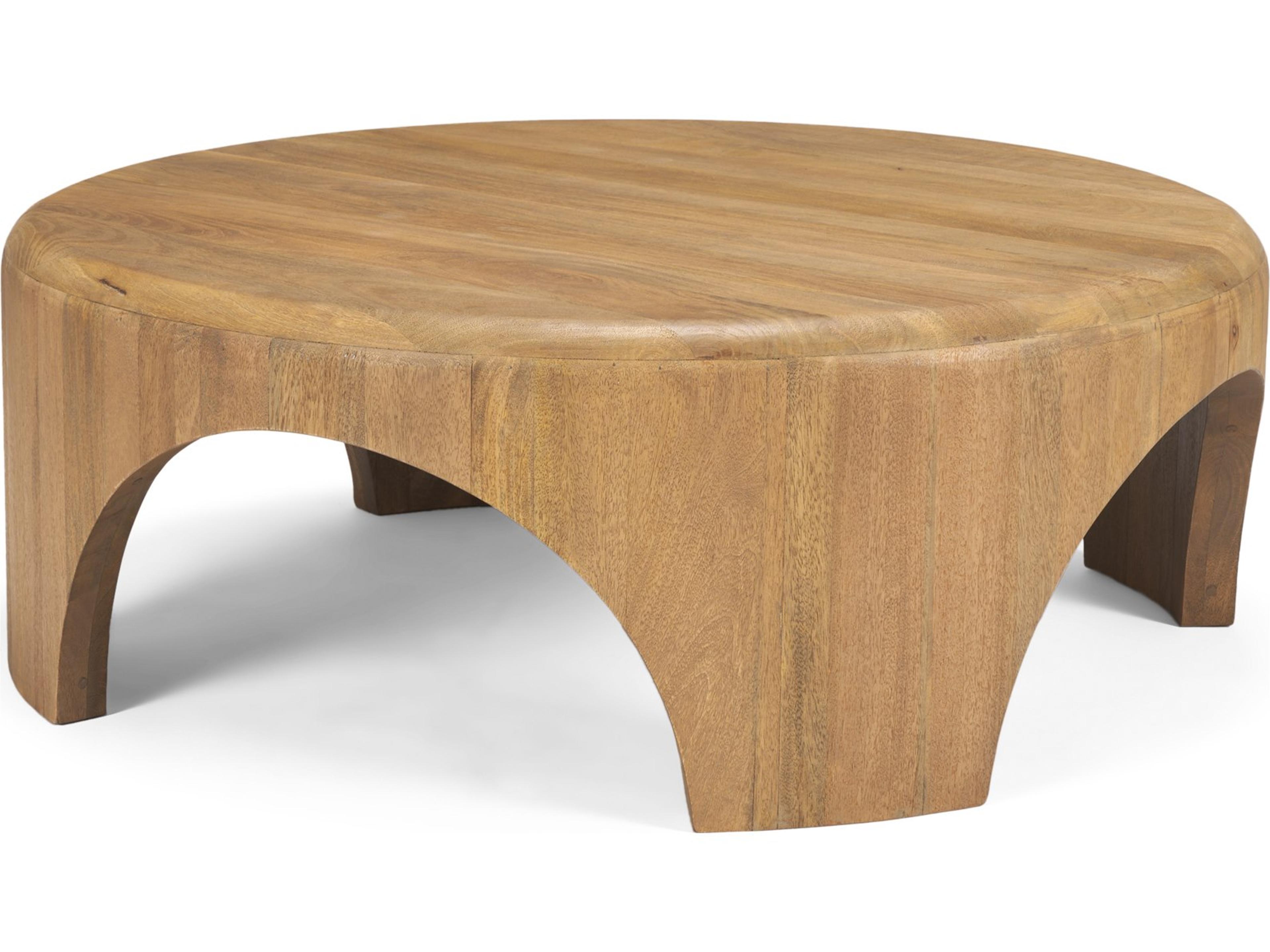 Shima Round Light Brown Wood W/Arched Legs Coffee Table