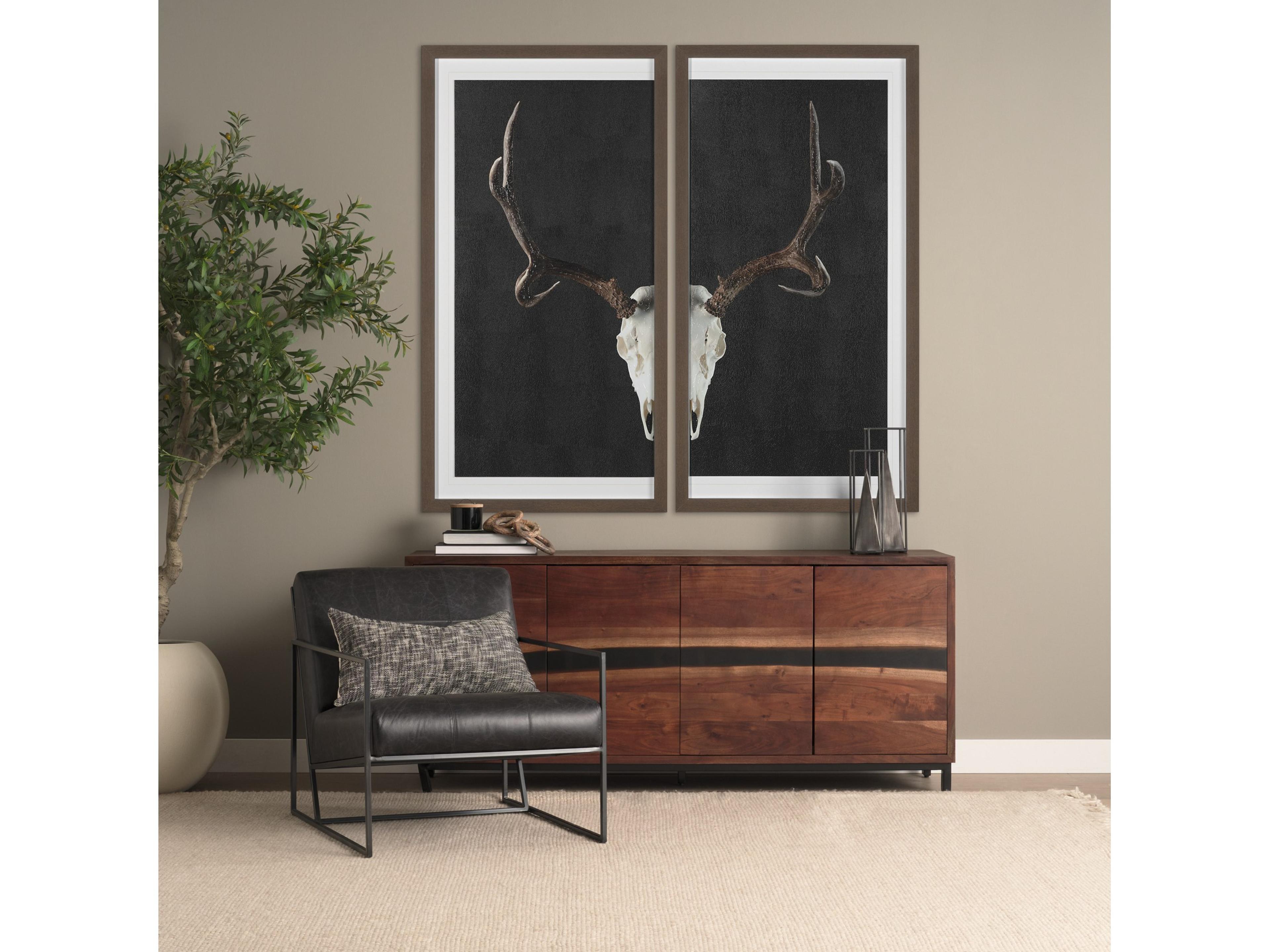 Mercana Stratton Gunmetal w/ Genuine Aged Black Leather Upholstered Accent Chair