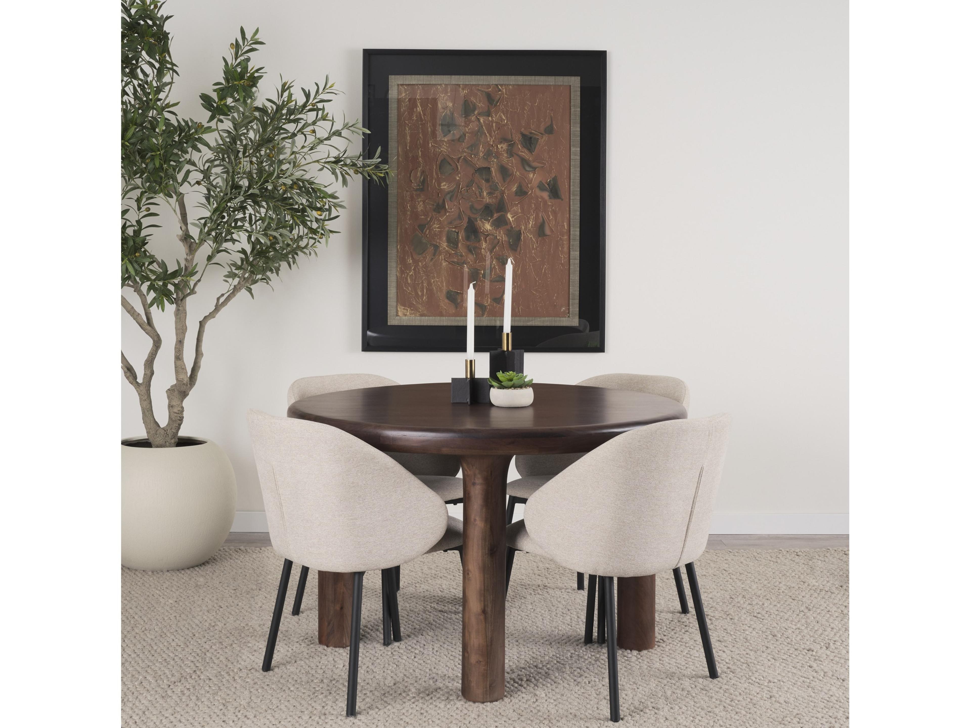 Mercana Soma 48" Red Brown Acacia Wood Round Dining Table