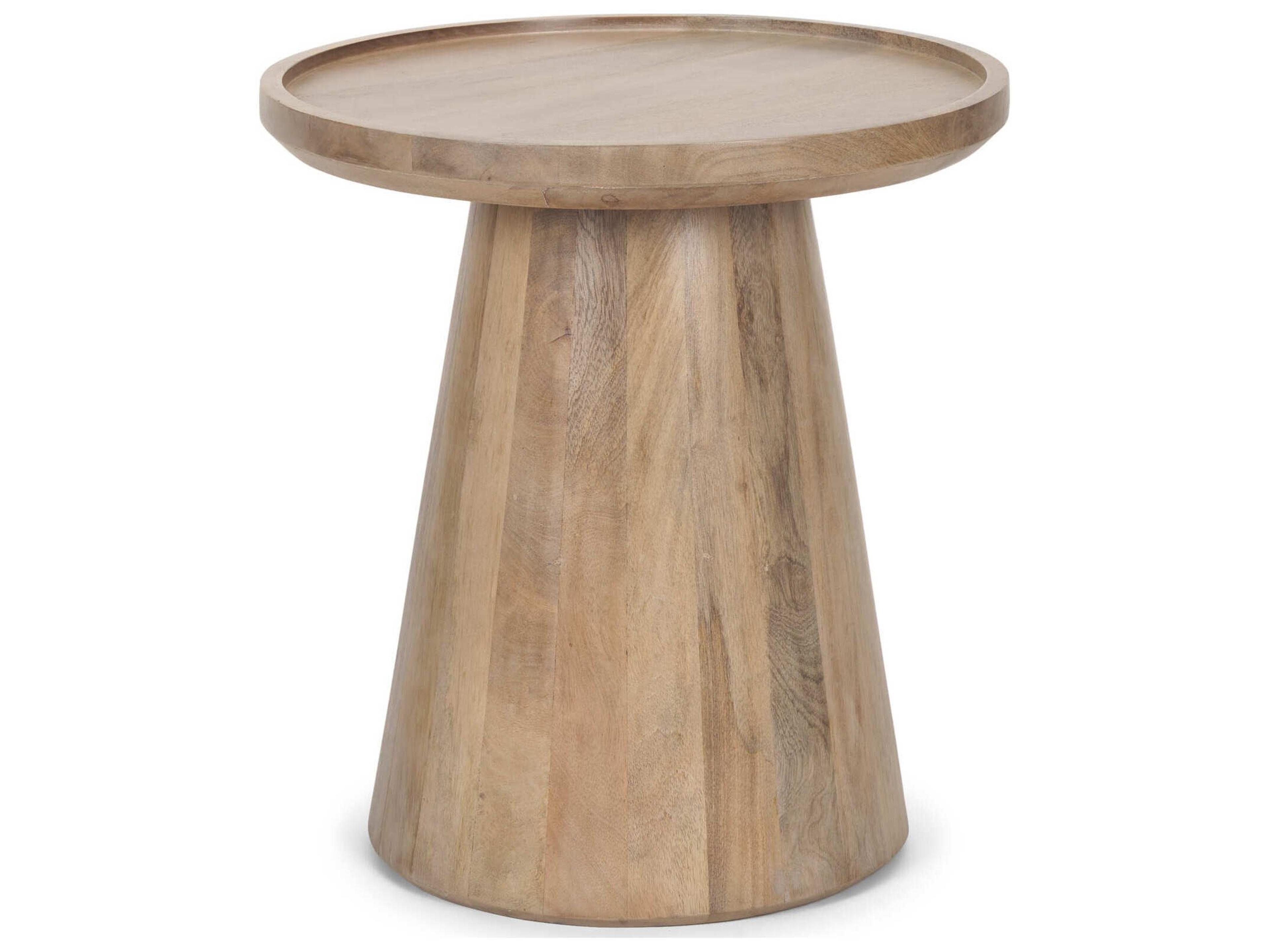 Takoda Light Brown Wood Tapered Drum Accent Table