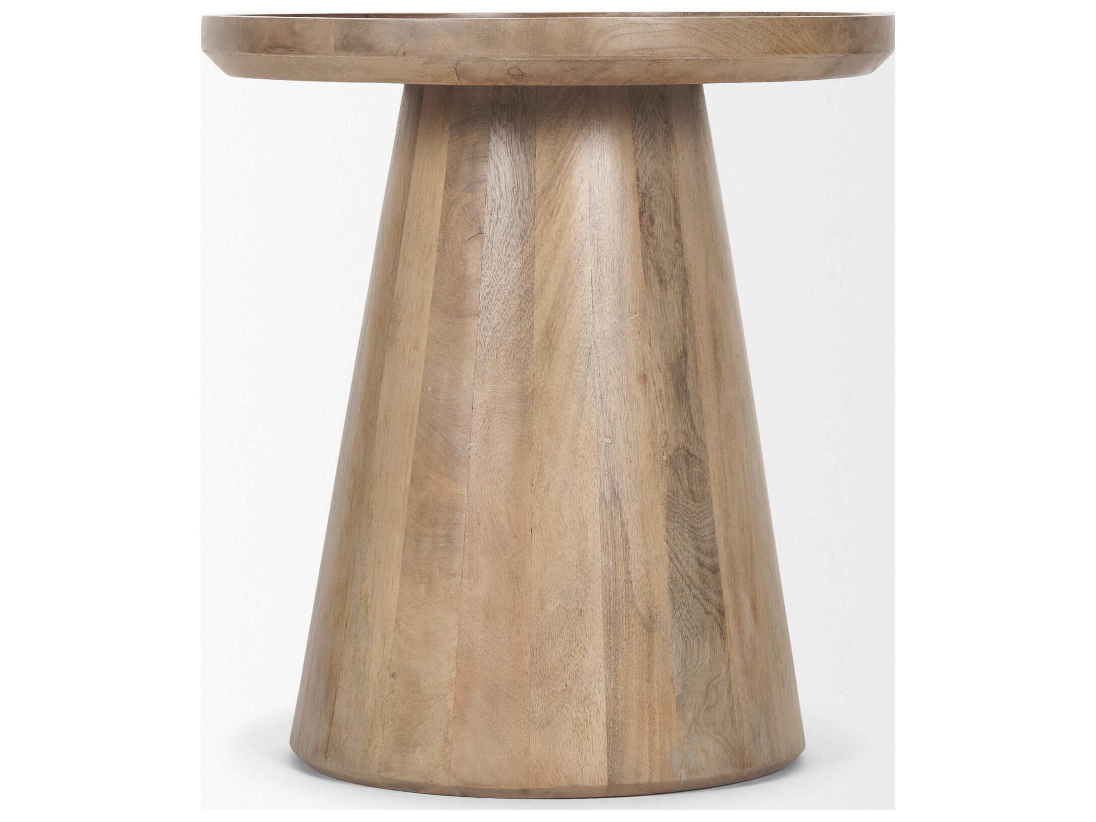 Mercana Takoda Light Brown Wood Tapered Drum Accent Table