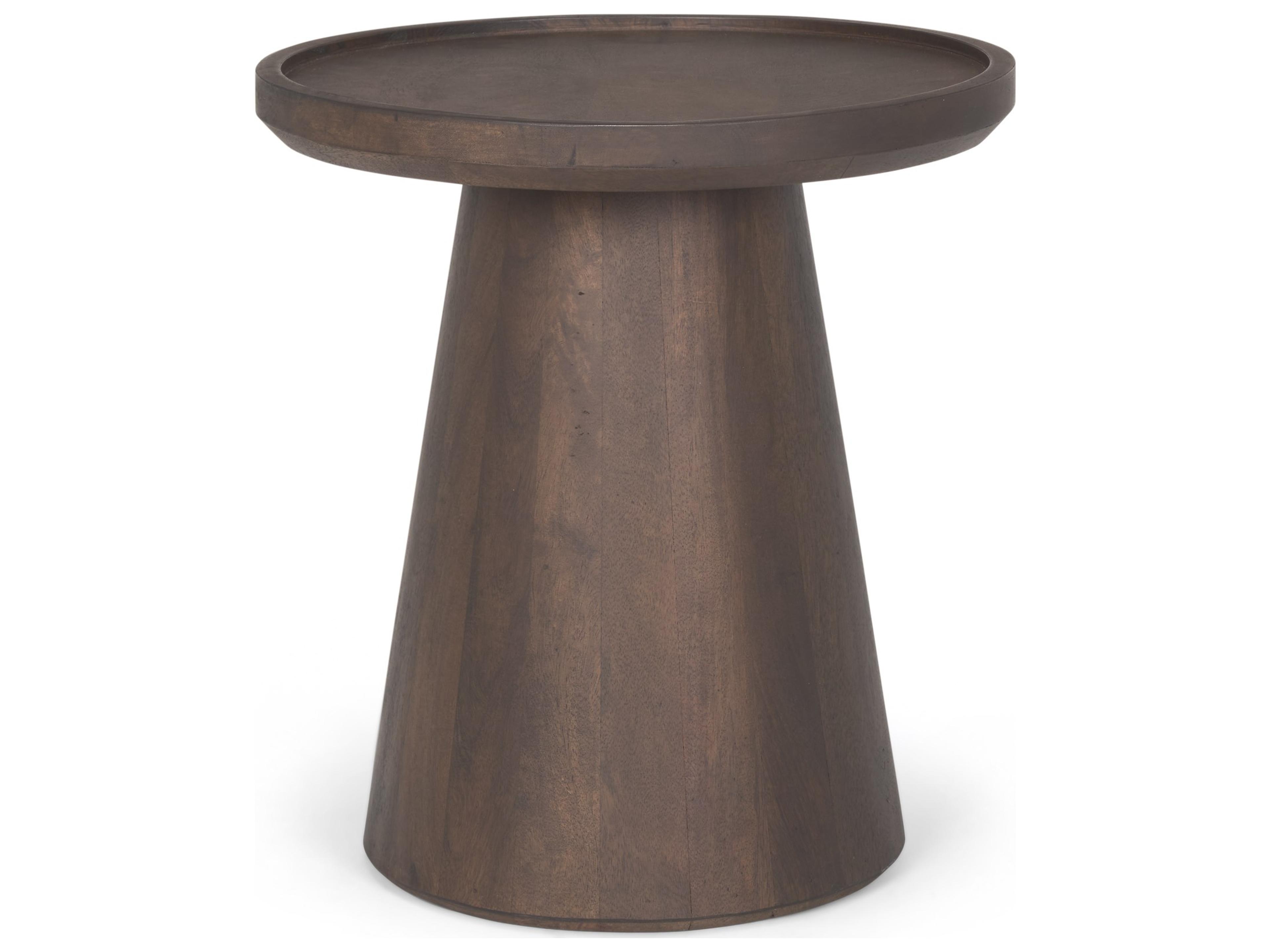 Takoda Dark Brown Wood Tapered Drum Accent Table