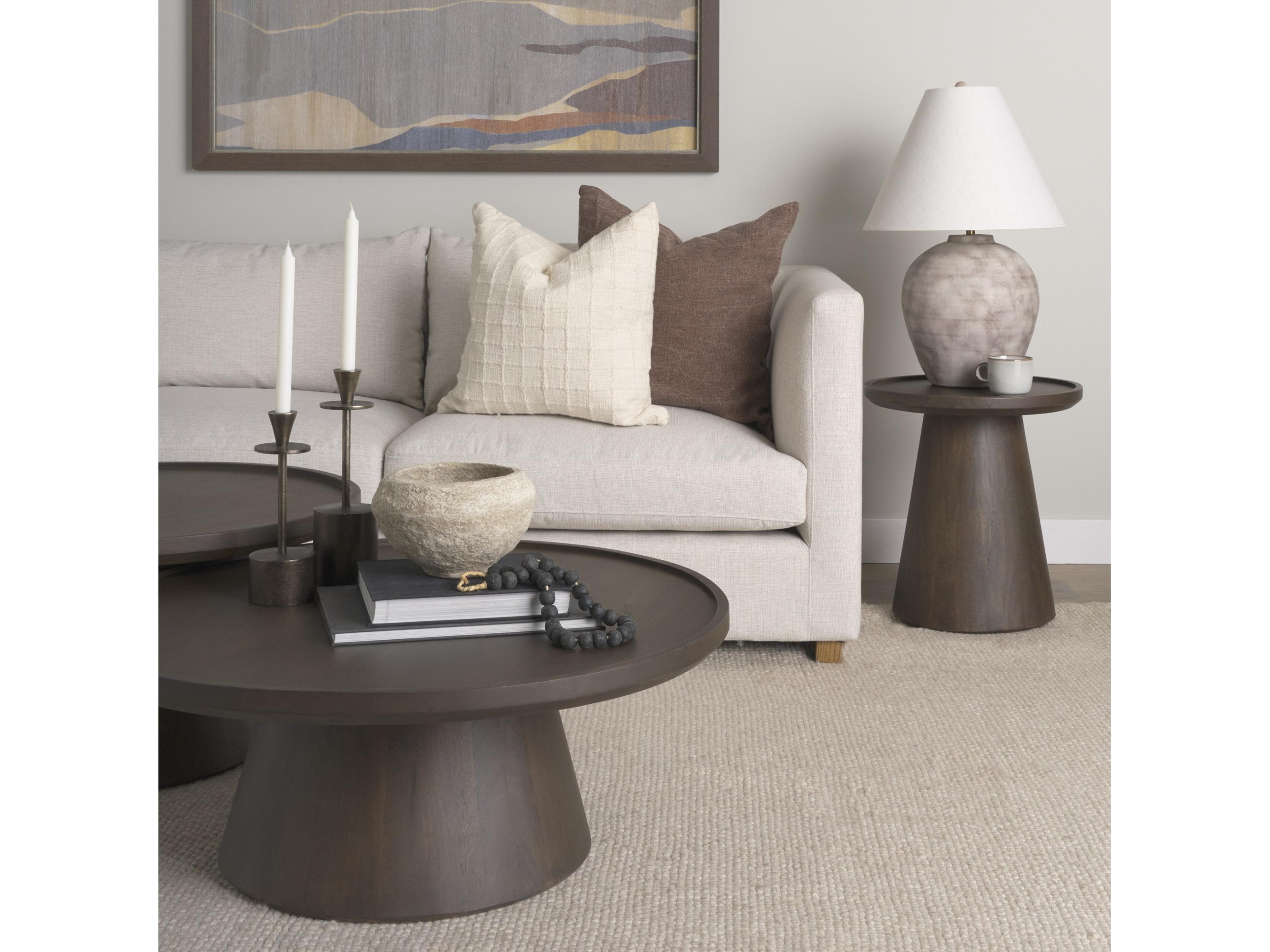 Mercana Takoda Dark Brown Wood Tapered Drum Accent Table