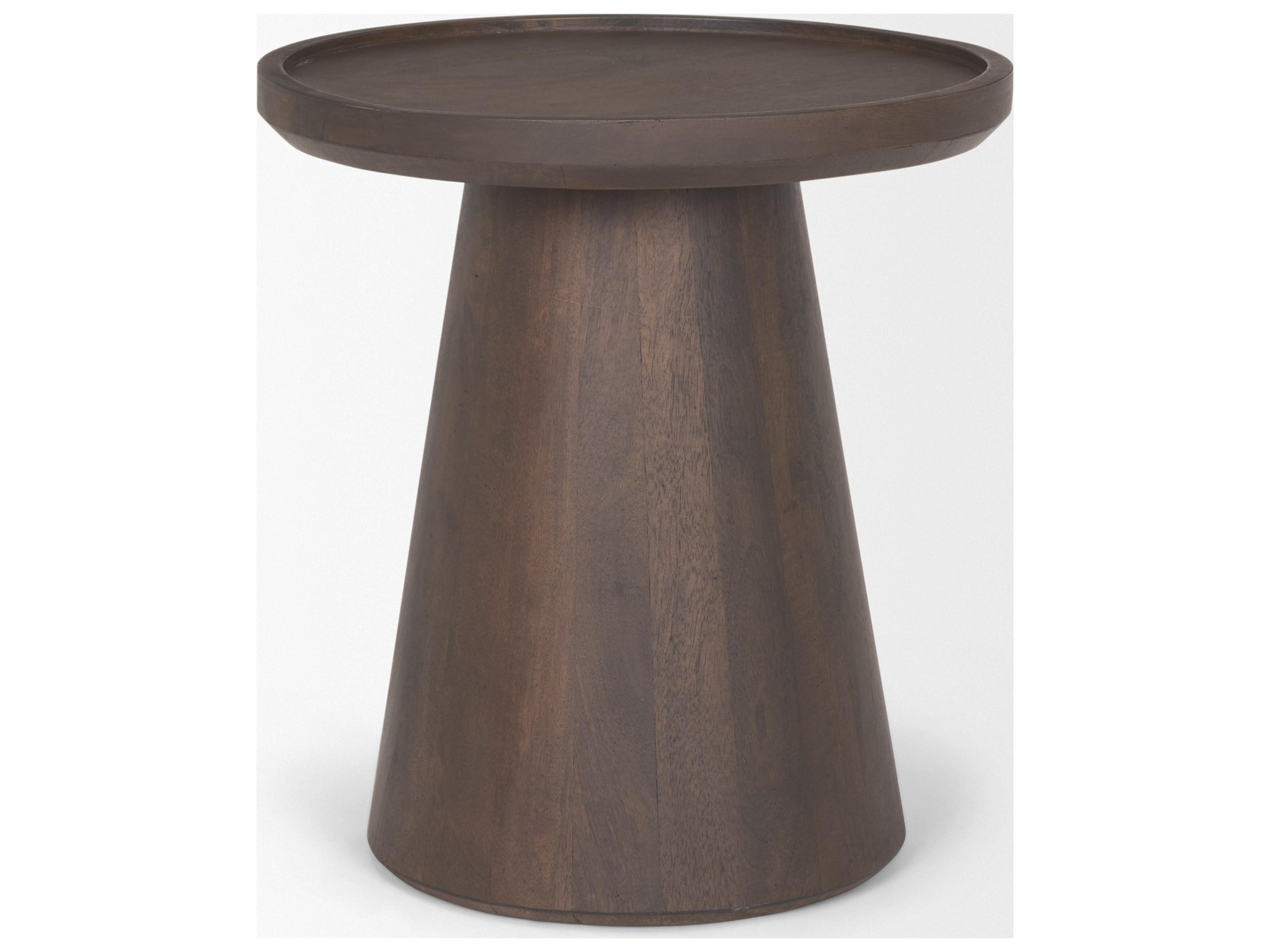 Mercana Takoda Dark Brown Wood Tapered Drum Accent Table