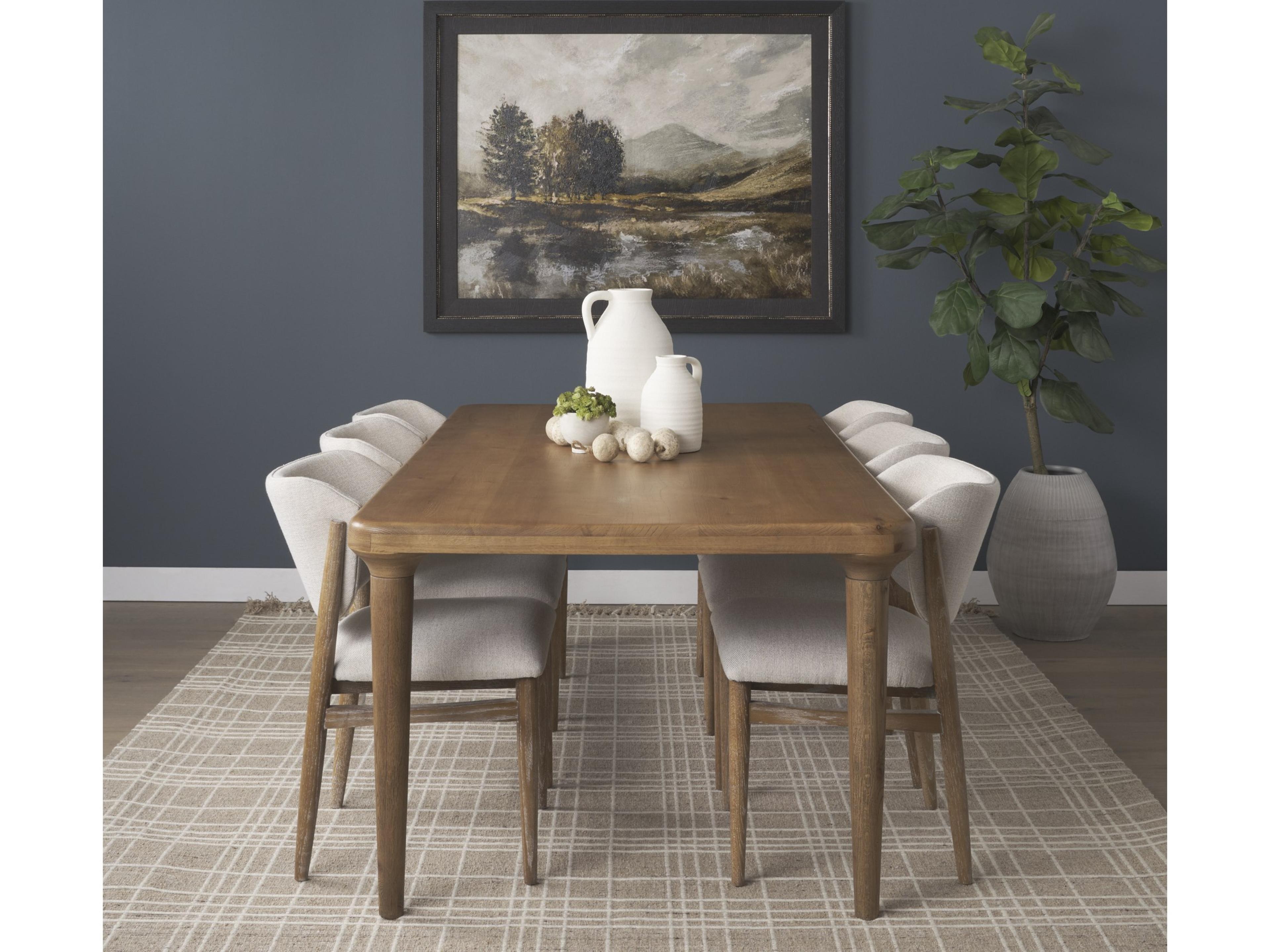 Mercana Suvan 84L Light Brown Rectangular Oak Wood Dining Table
