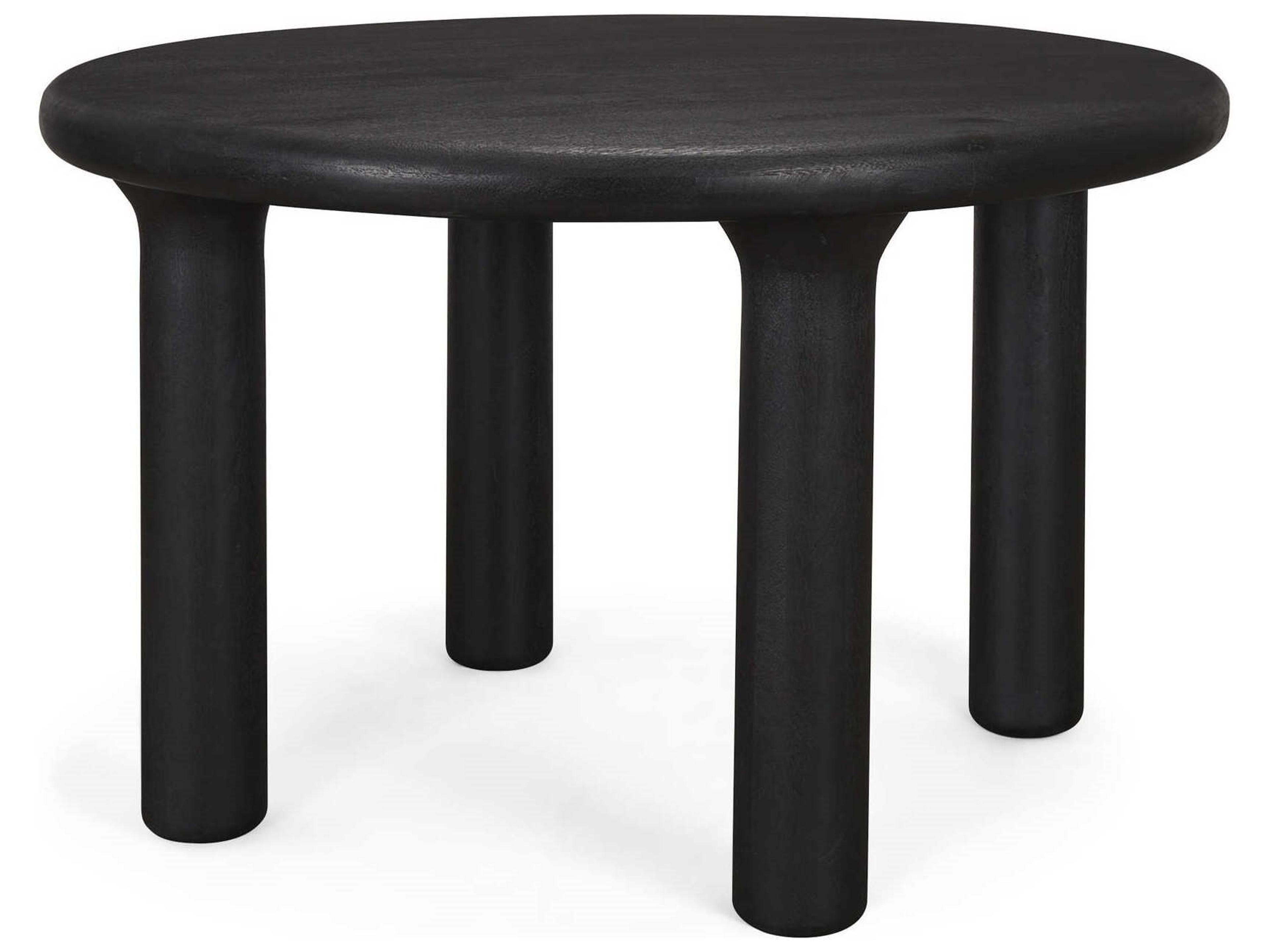 Soma Textured Black Mango Wood Round Dining Table