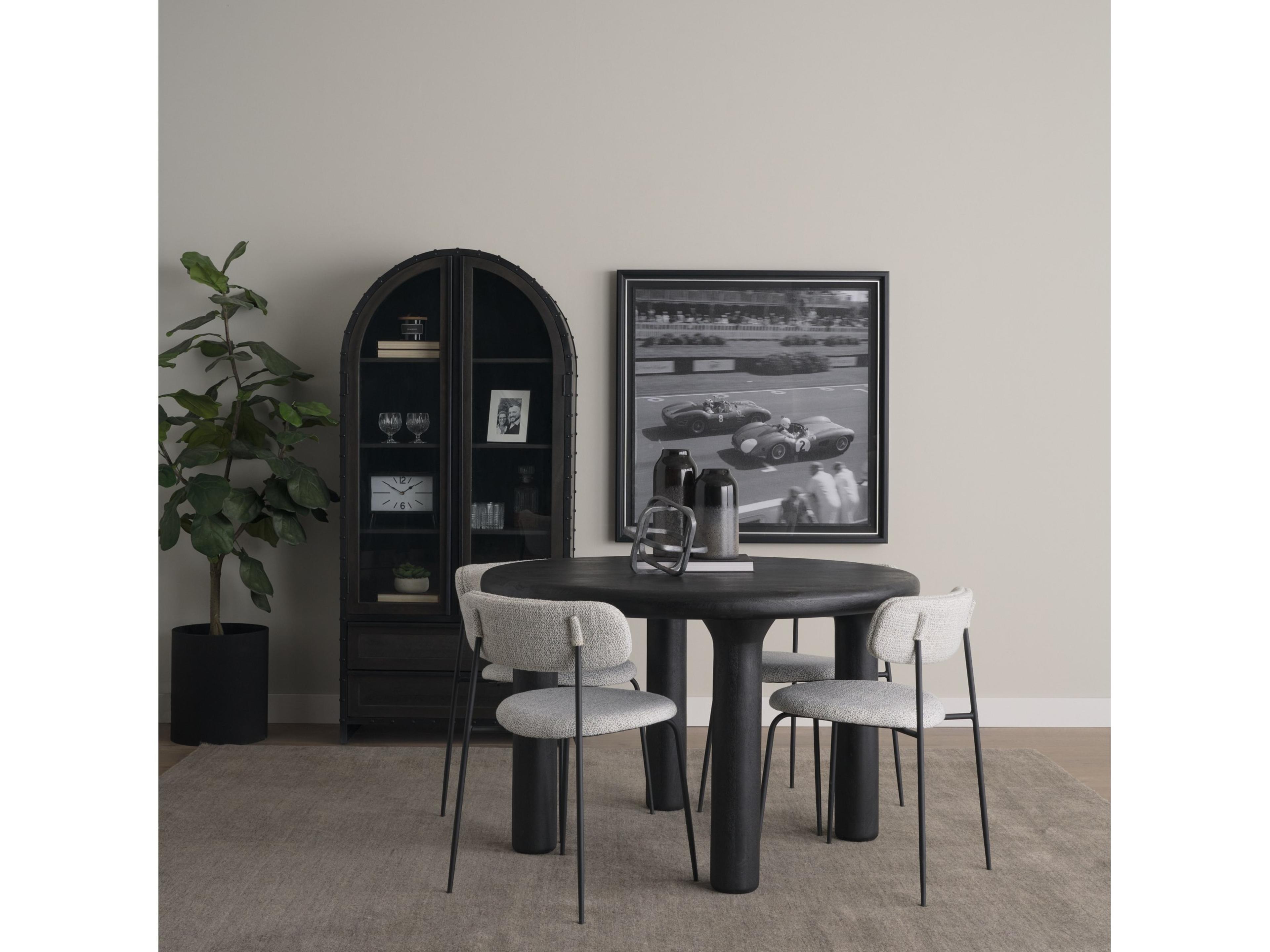 Mercana Soma Textured Black Mango Wood Round Dining Table