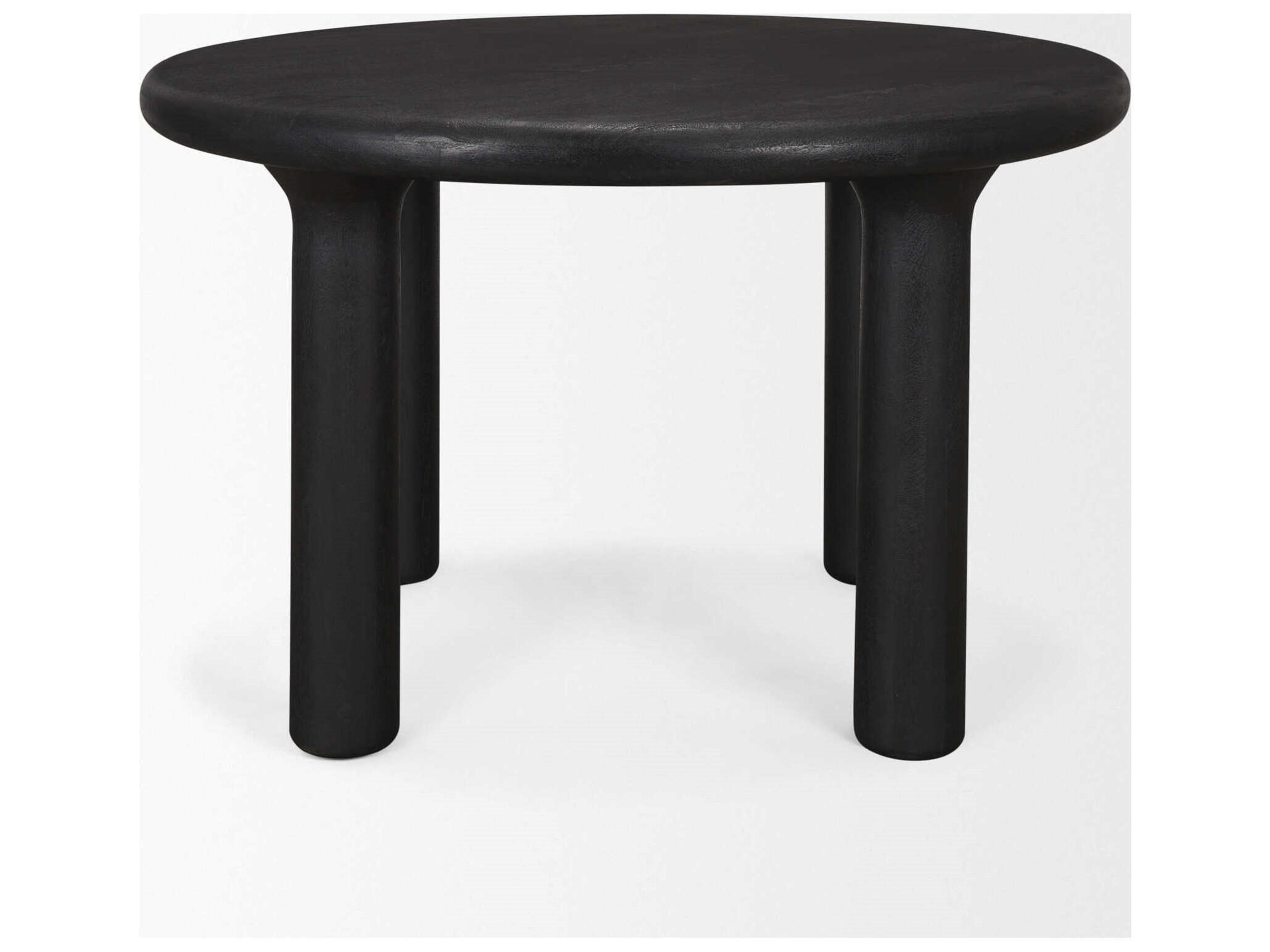 Mercana Soma Textured Black Mango Wood Round Dining Table