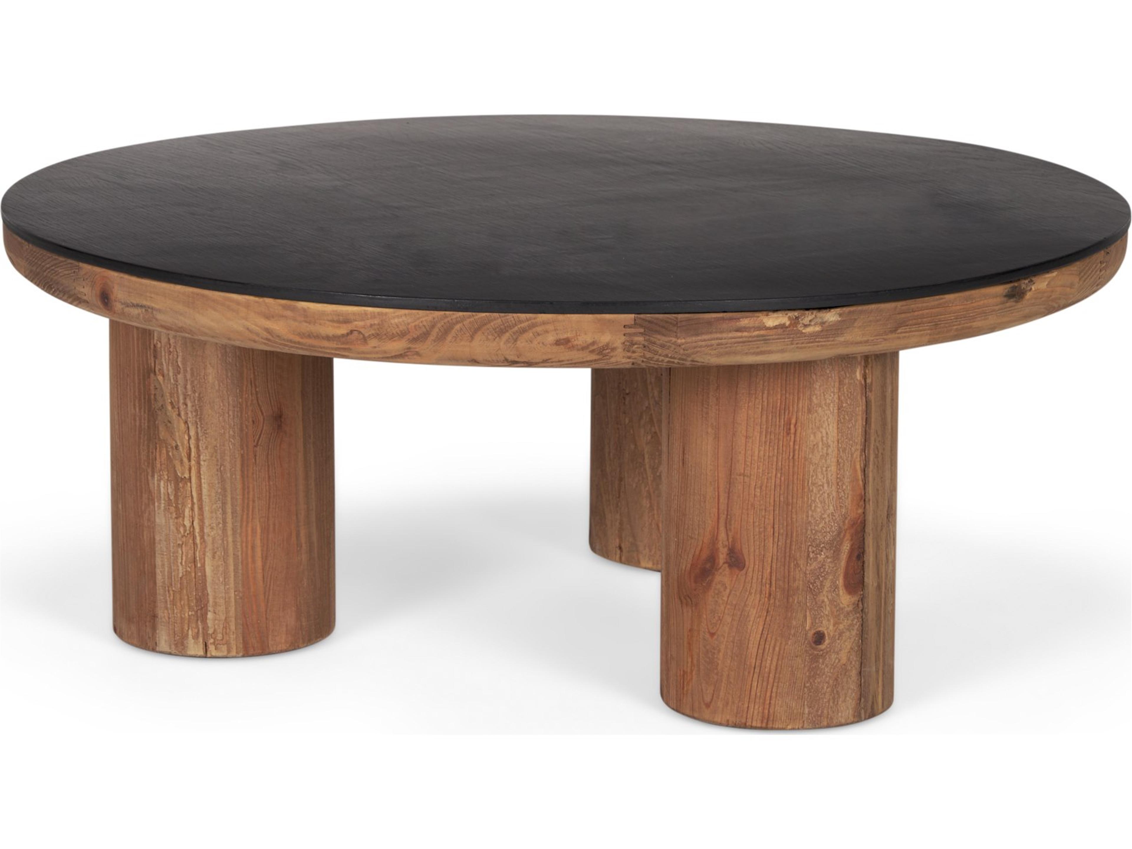 Mercana Tucson Natural Wood w/ Round Black Oak Top Coffee Table