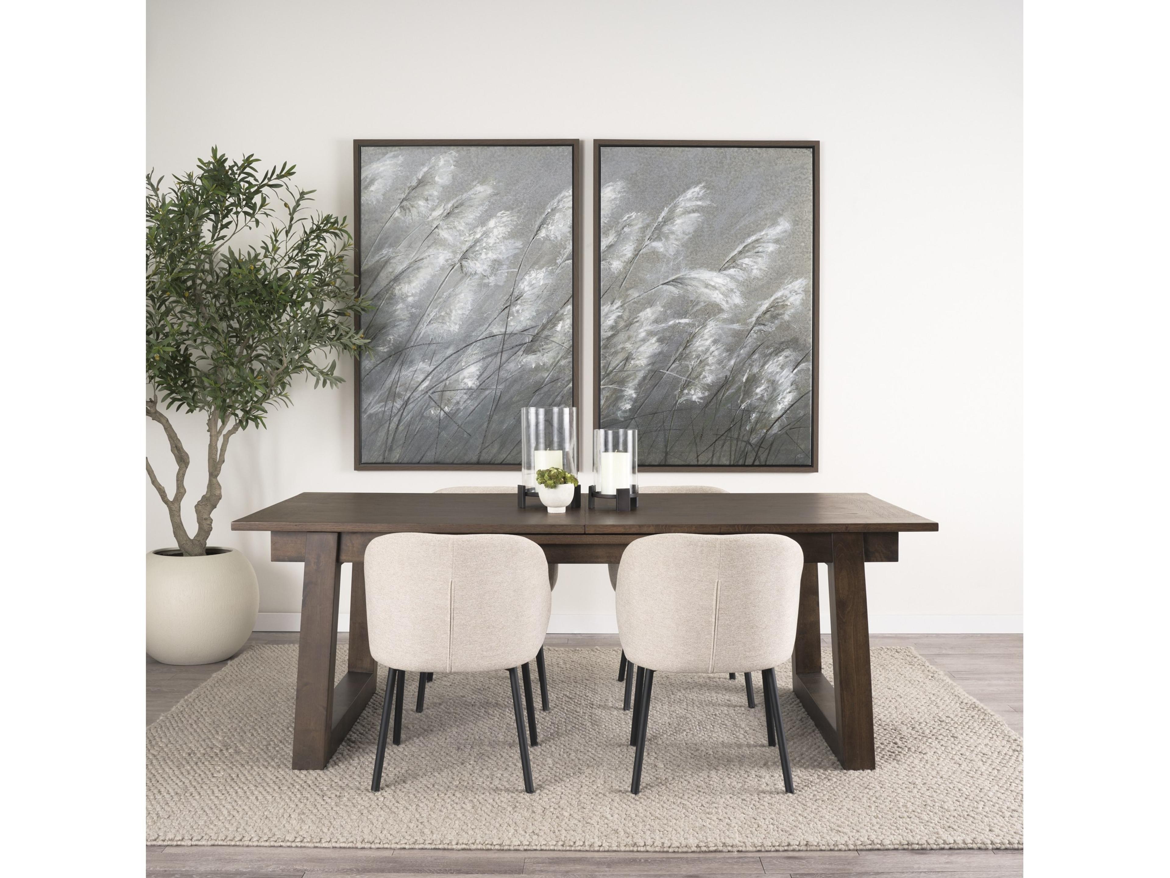 Mercana Takota Dark Brown Rectangular Oak Wood w/ Birch Wood Legs Extendable Dining Table