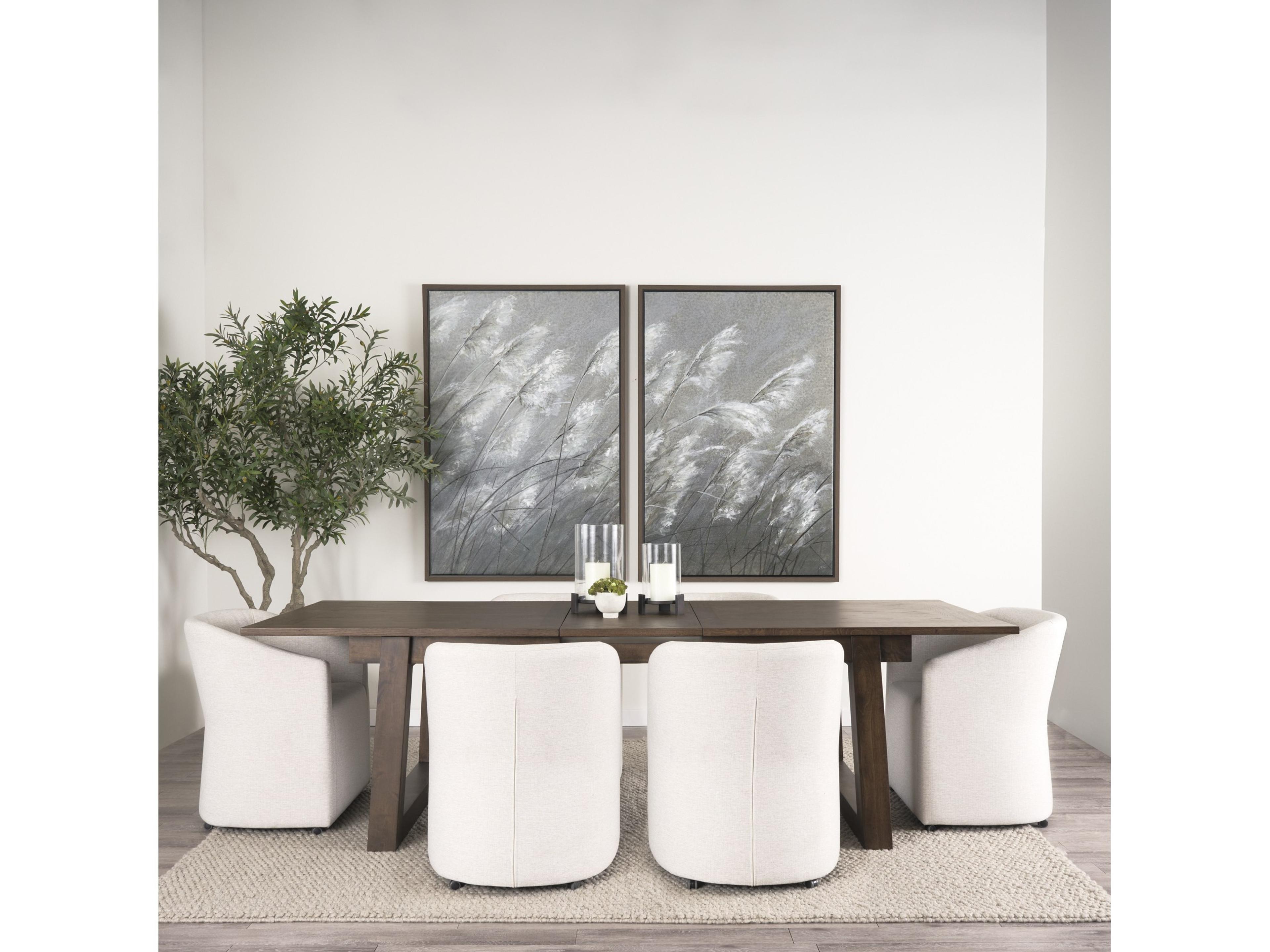 Mercana Takota Dark Brown Rectangular Oak Wood w/ Birch Wood Legs Extendable Dining Table