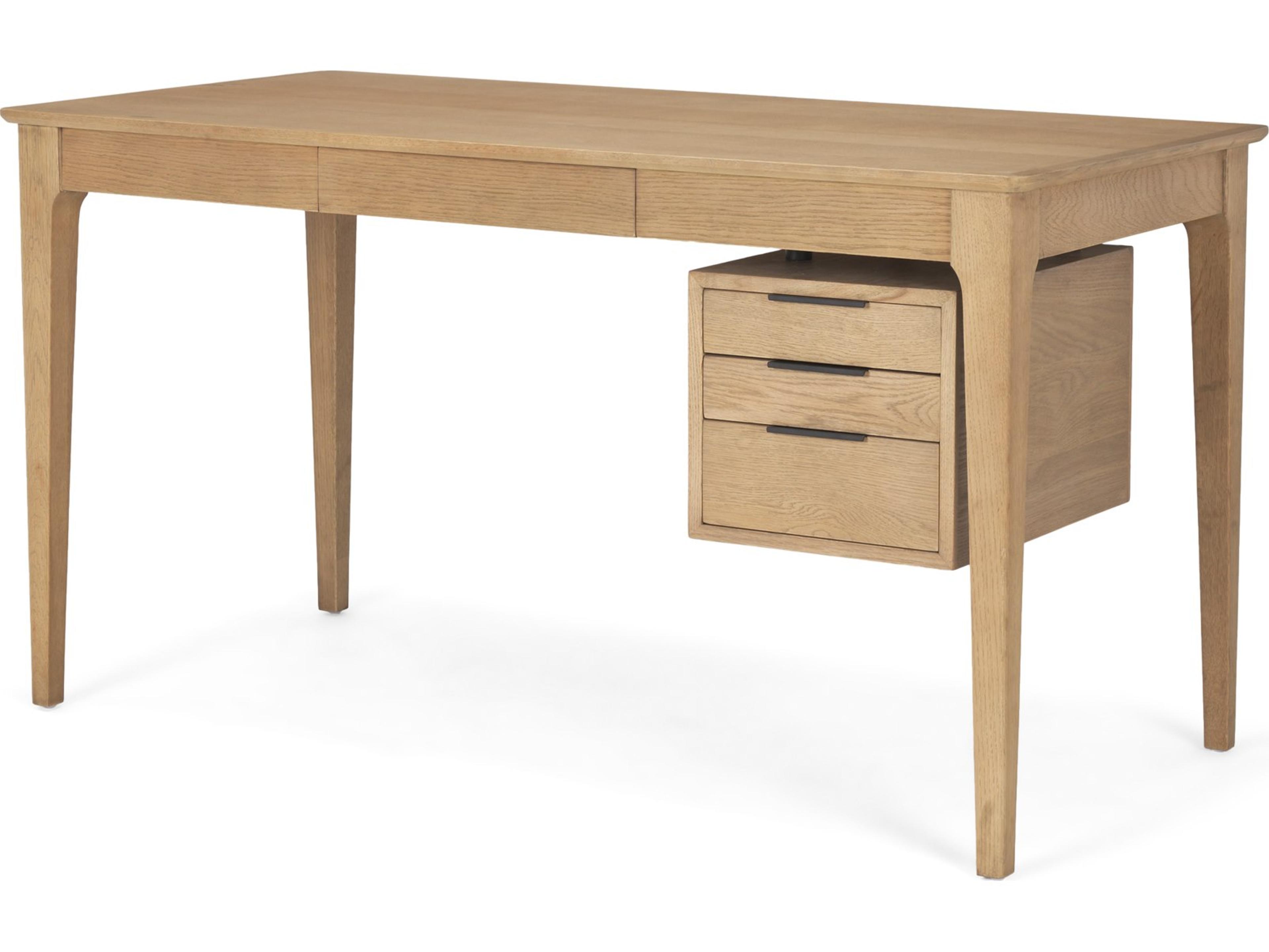 Mercana Tino Light Brown Oak Wood w/ 4 Drawers Desk