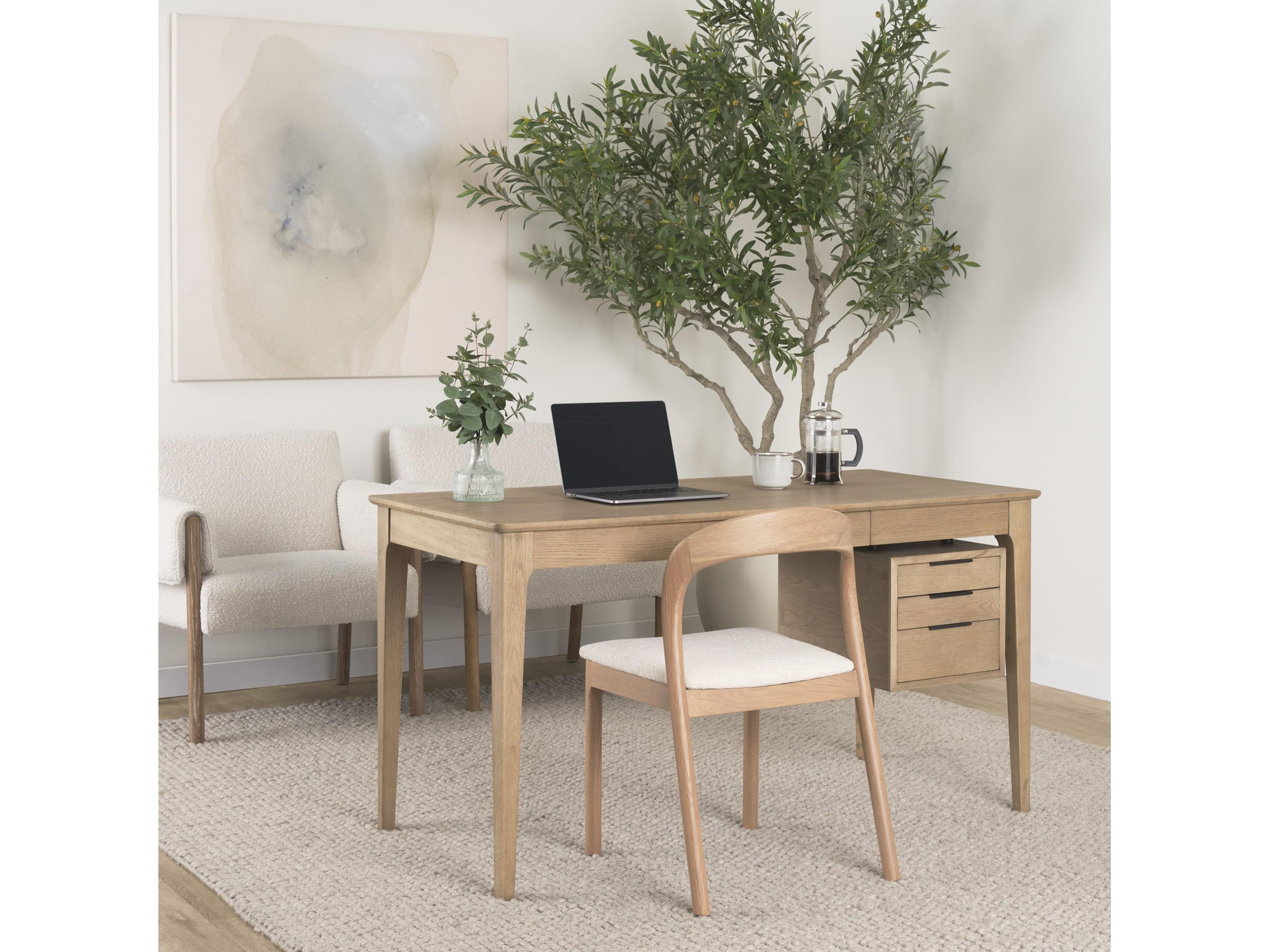 Mercana Tino Light Brown Oak Wood w/ 4 Drawers Desk