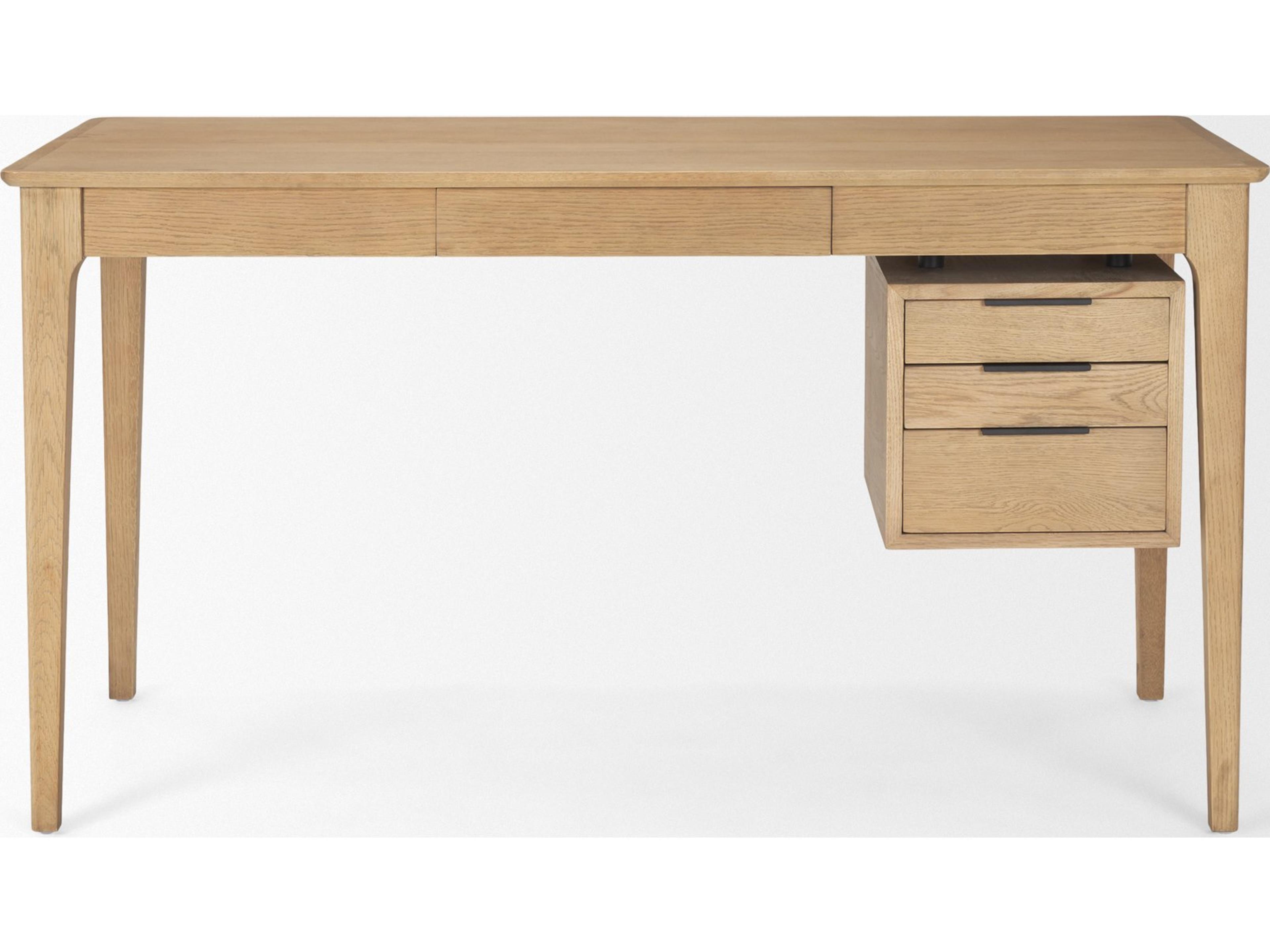 Mercana Tino Light Brown Oak Wood w/ 4 Drawers Desk