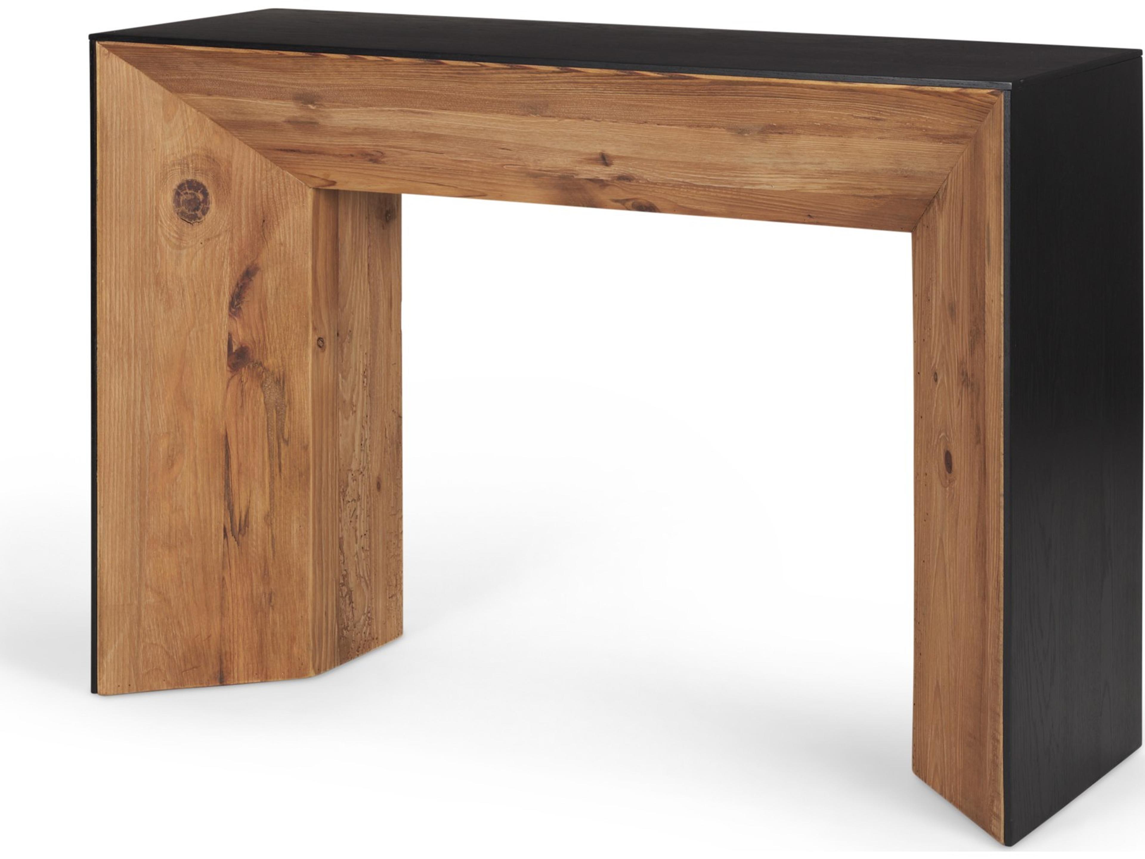 Tabor Natural Wood w/ Black Oak Waterfall Console Table