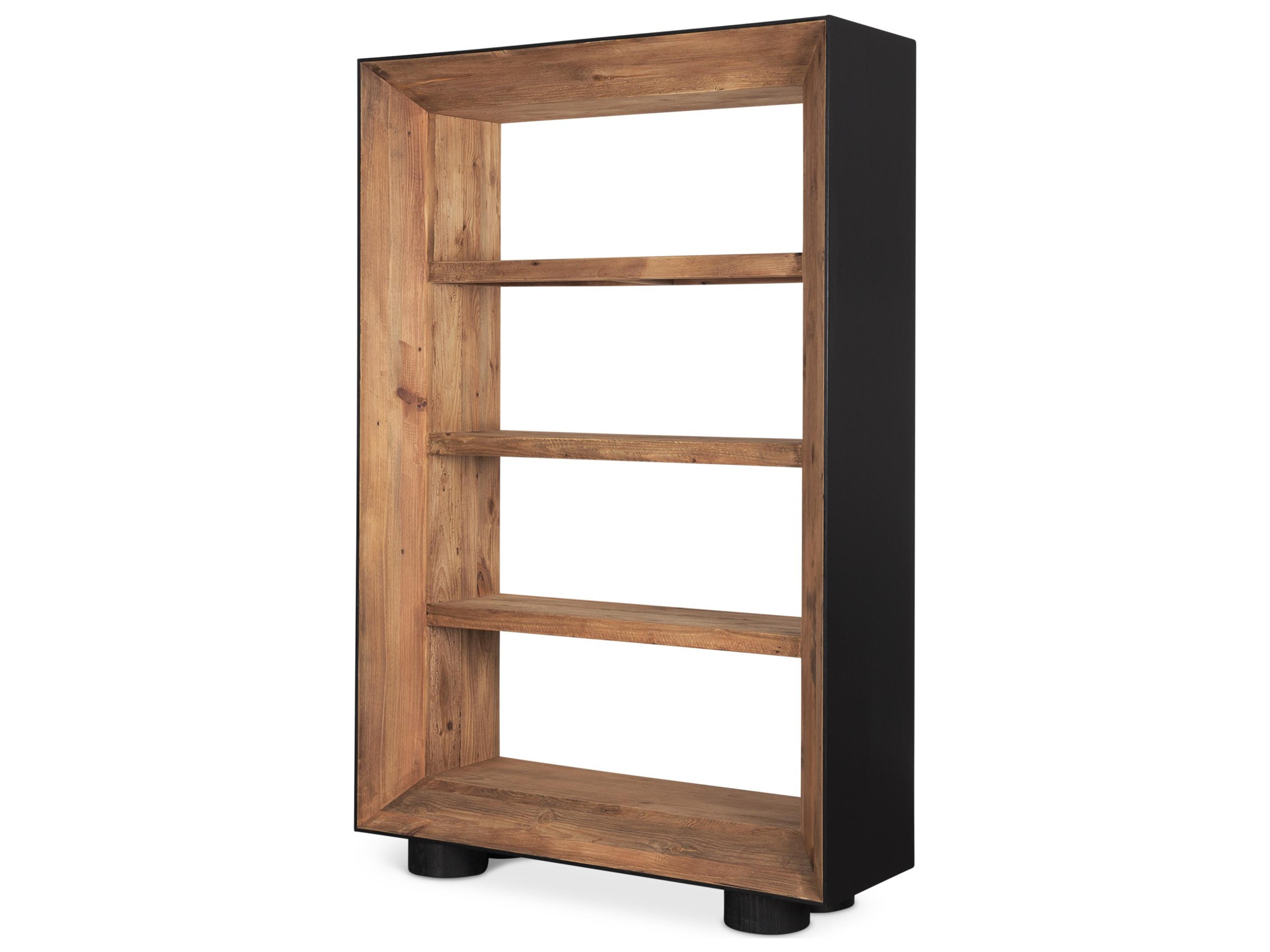 Tabor Natural Wood w/ Black Oak Frame Bookcase