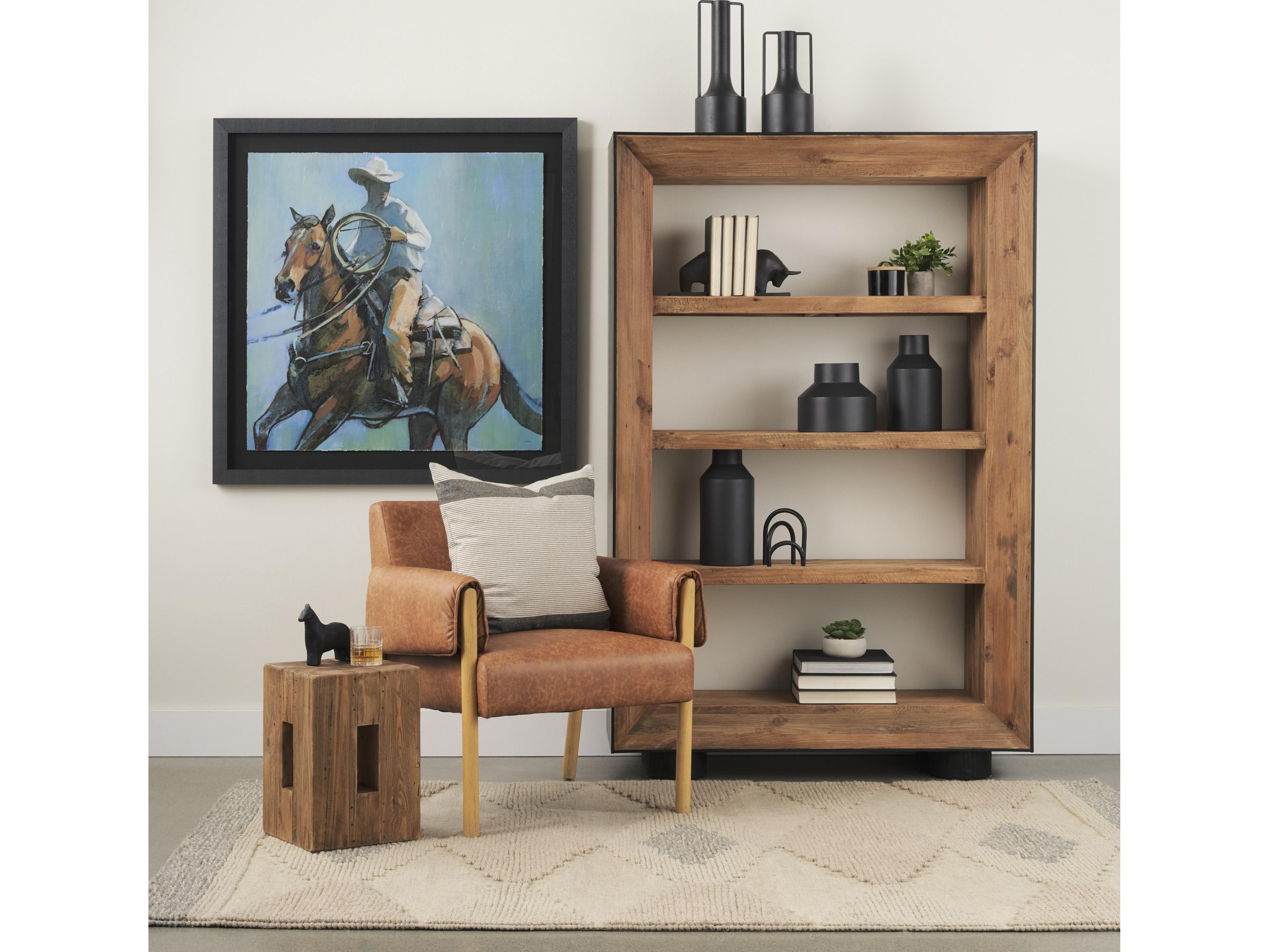 Mercana Tabor Natural Wood w/ Black Oak Frame Bookcase