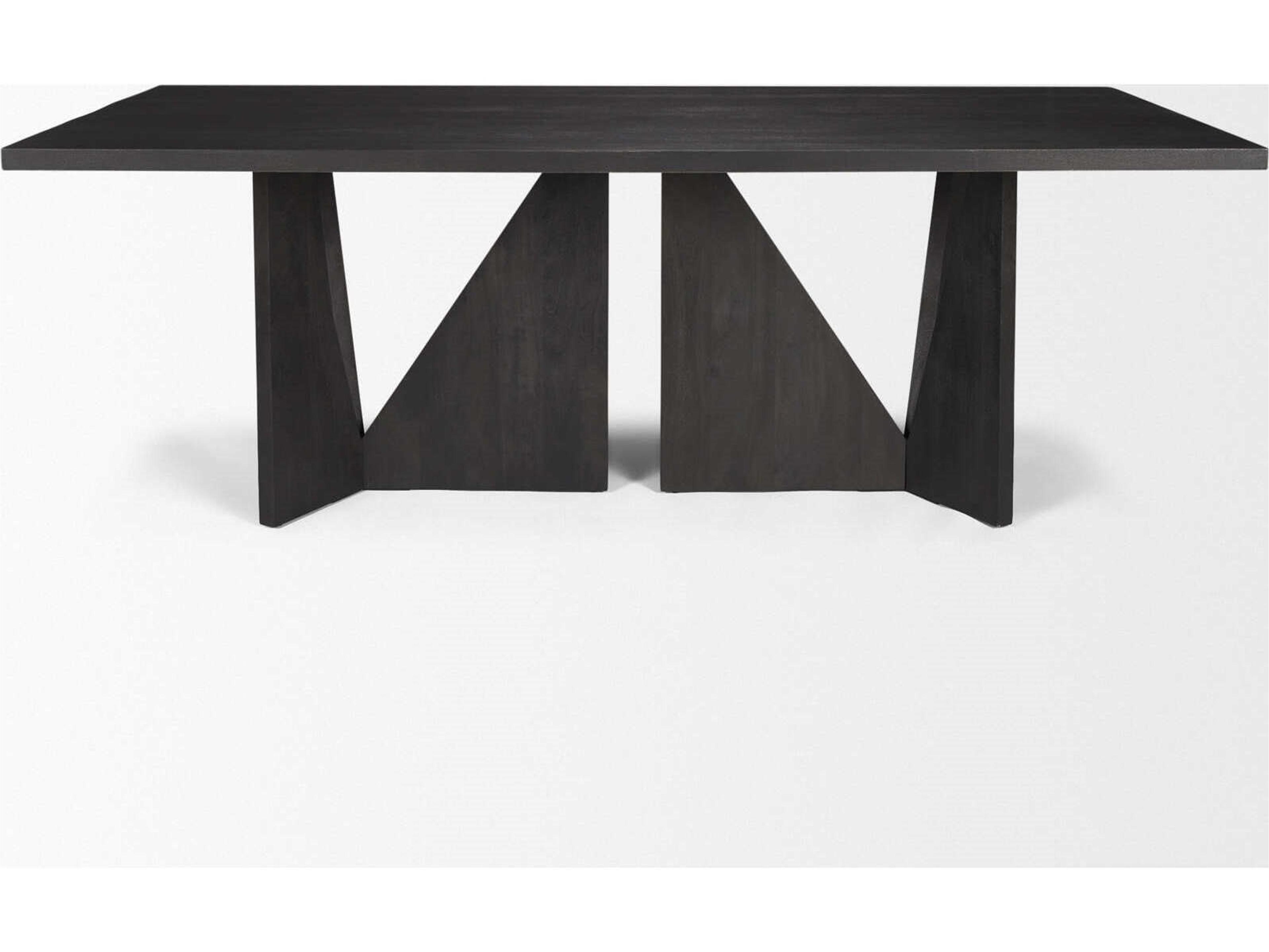 Mercana Tarro 84" Rectangular Textured Black Wood w/ Geometrical Base Dining Table