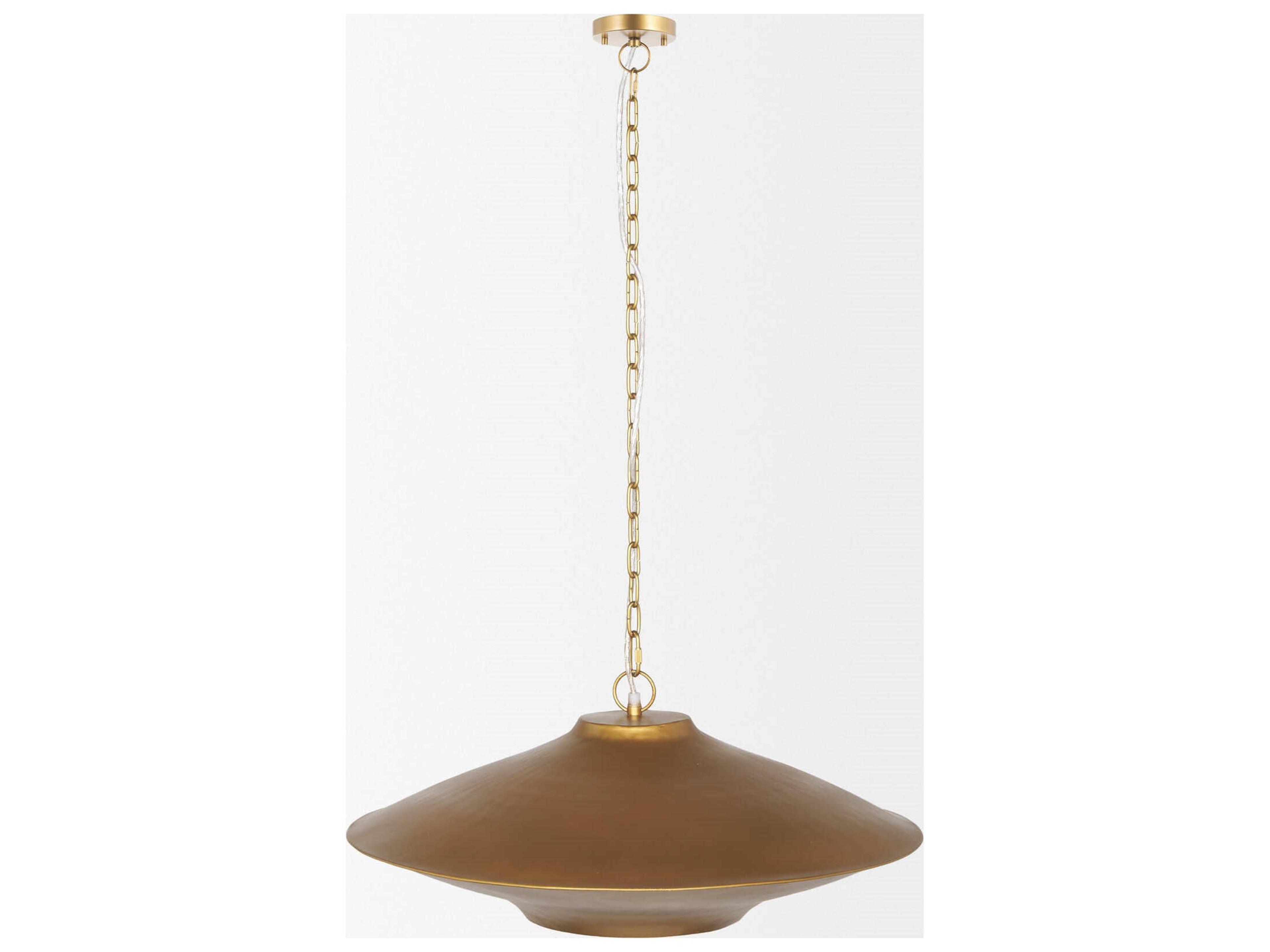 Mercana Titus 1-Light Brass Finished Metal Disc Pendant