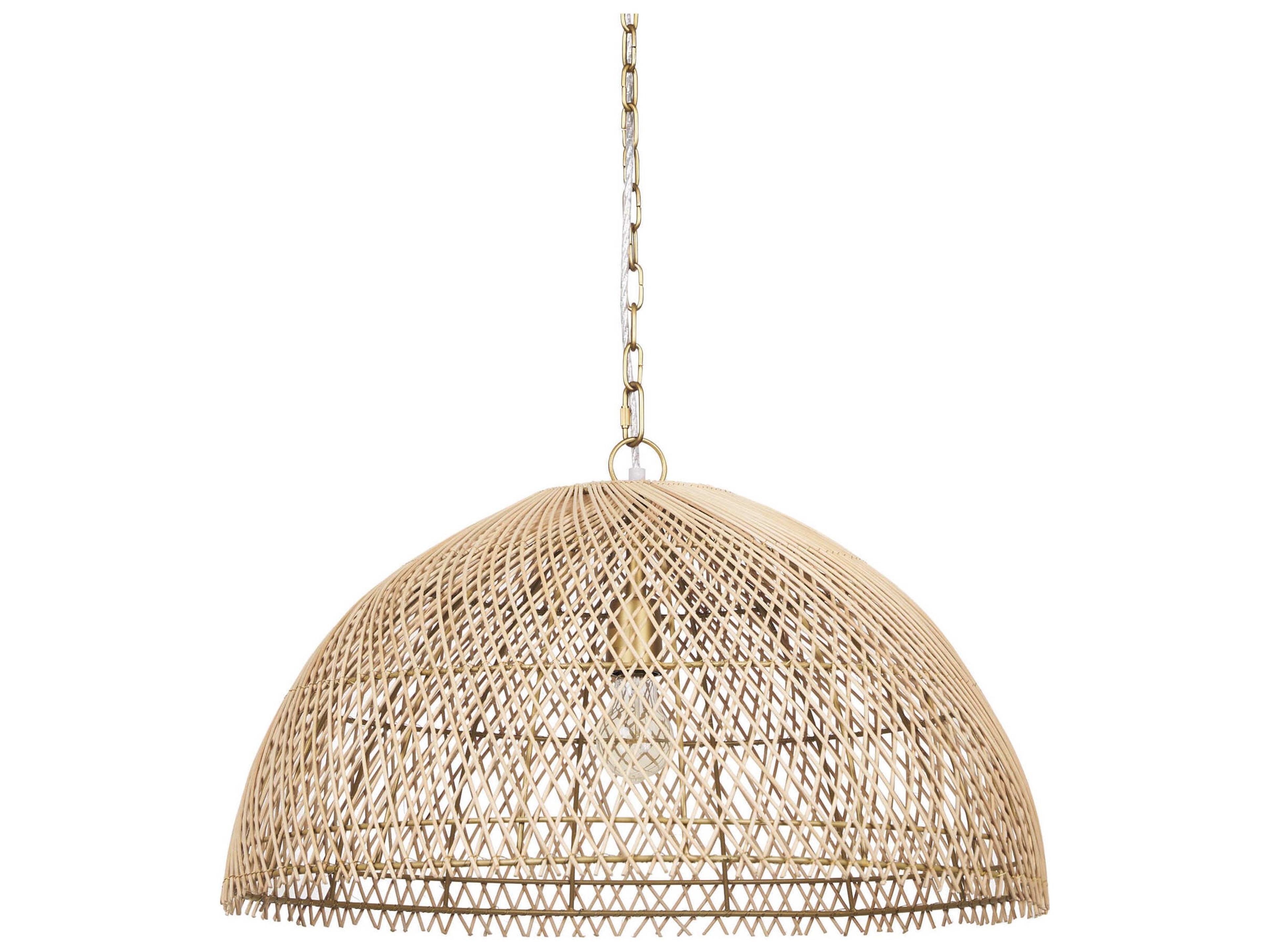 Thad 1-Light Natural Woven Rattan Dome Pendant