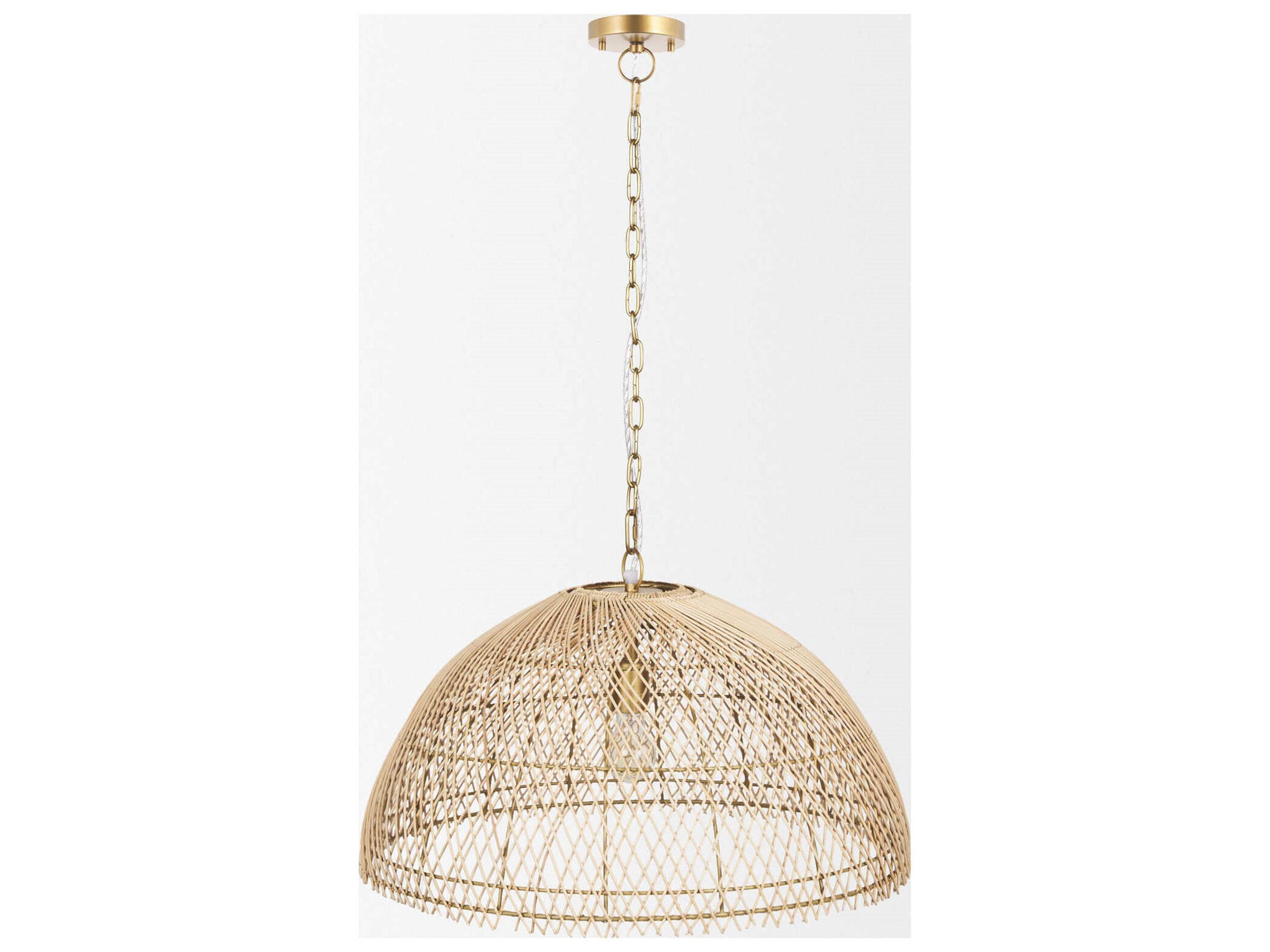 Mercana Thad 1-Light Natural Woven Rattan Dome Pendant
