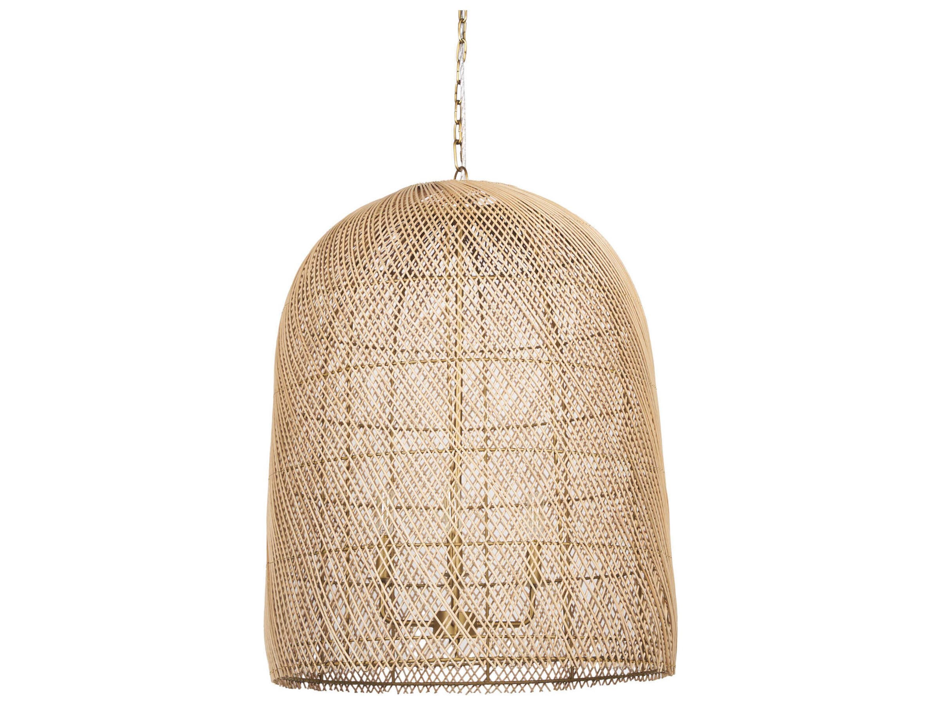 Thad 4-Light Natural Woven Rattan Foyer Chandelier
