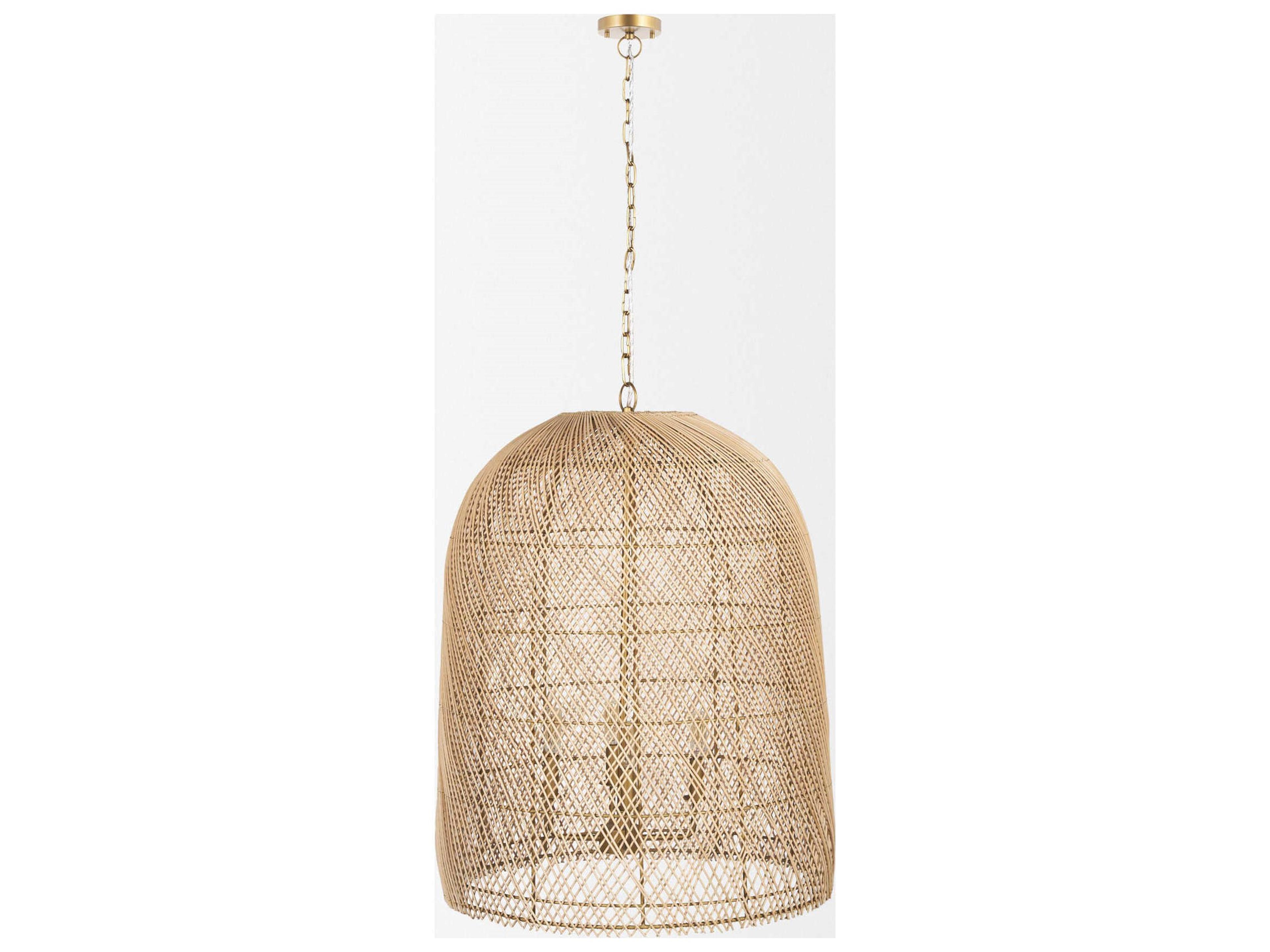 Mercana Thad 4-Light Natural Woven Rattan Foyer Chandelier