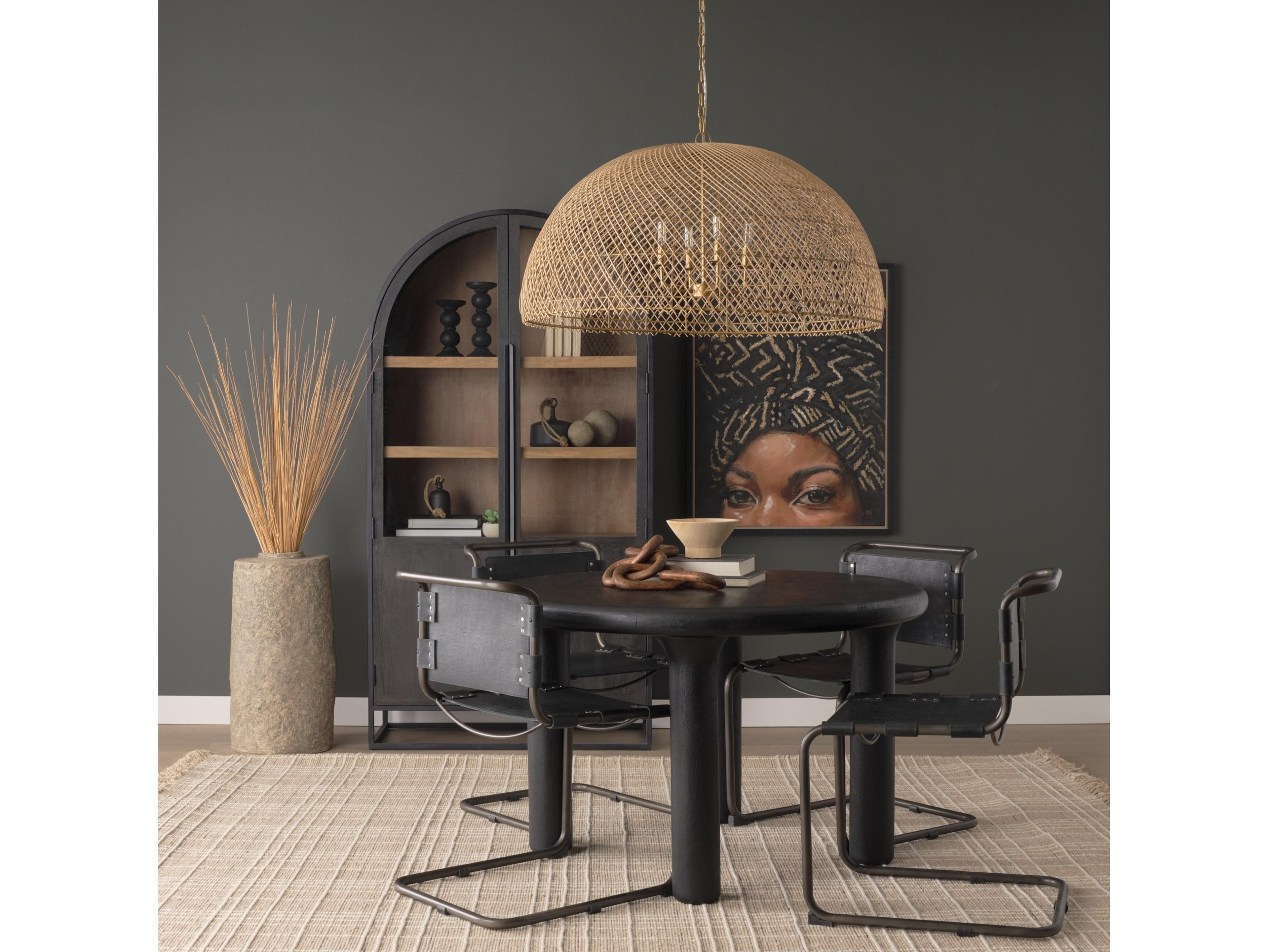 Mercana Thad 4-Light Natural Woven Rattan Dome Chandelier