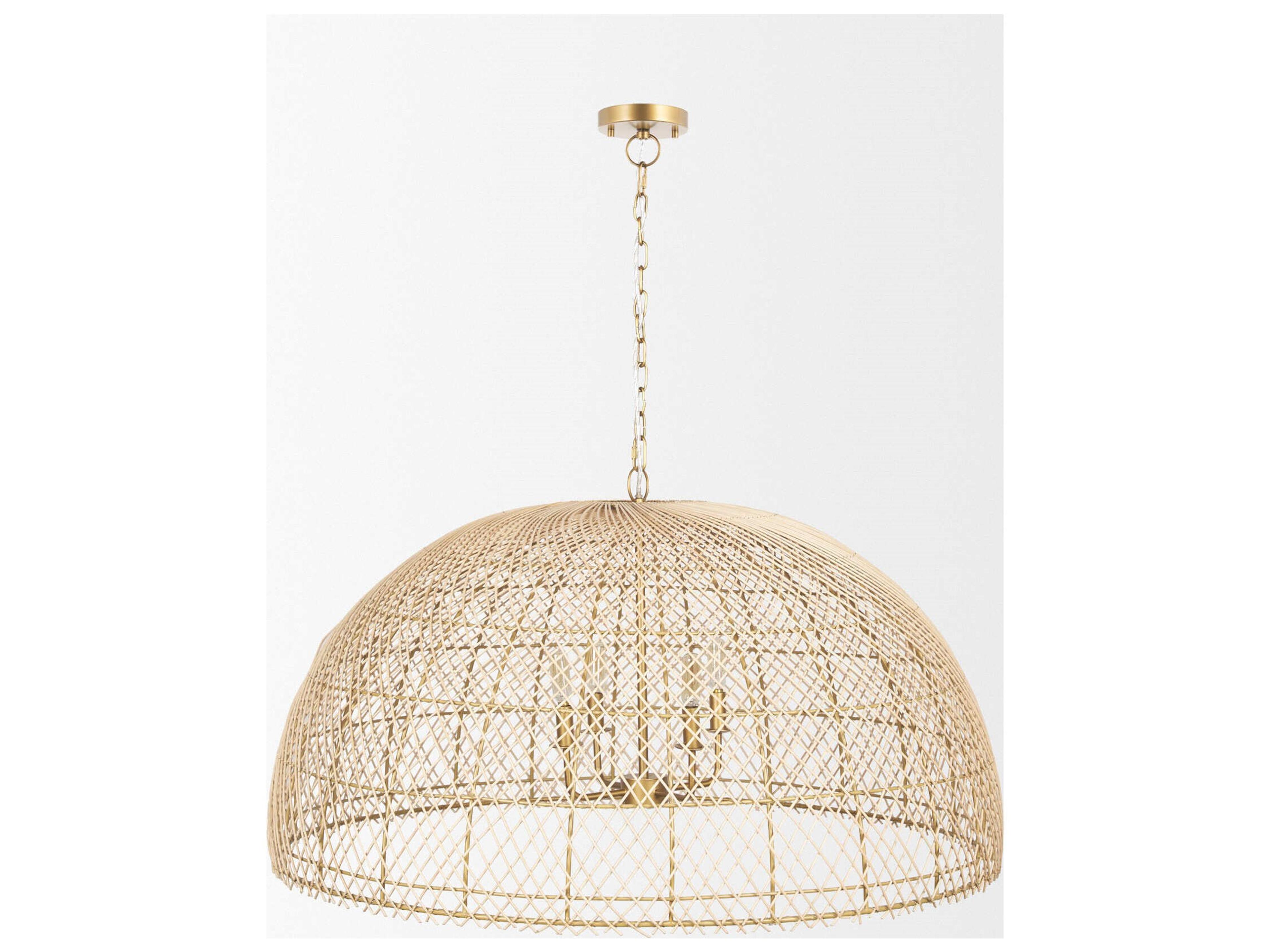 Mercana Thad 4-Light Natural Woven Rattan Dome Chandelier