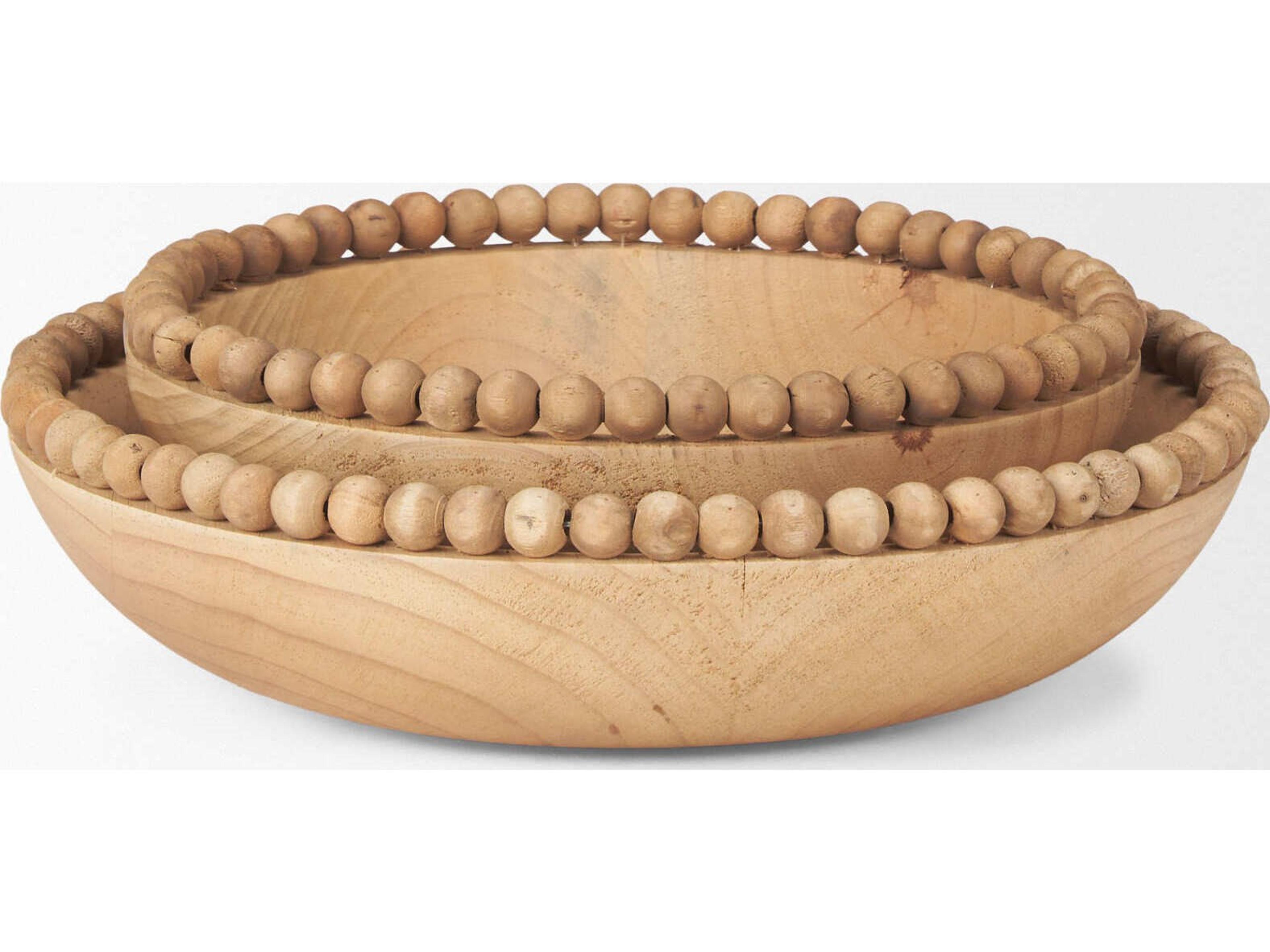 Mercana Wendell Light Brown Wood w/ Wood Bead Round Bowls