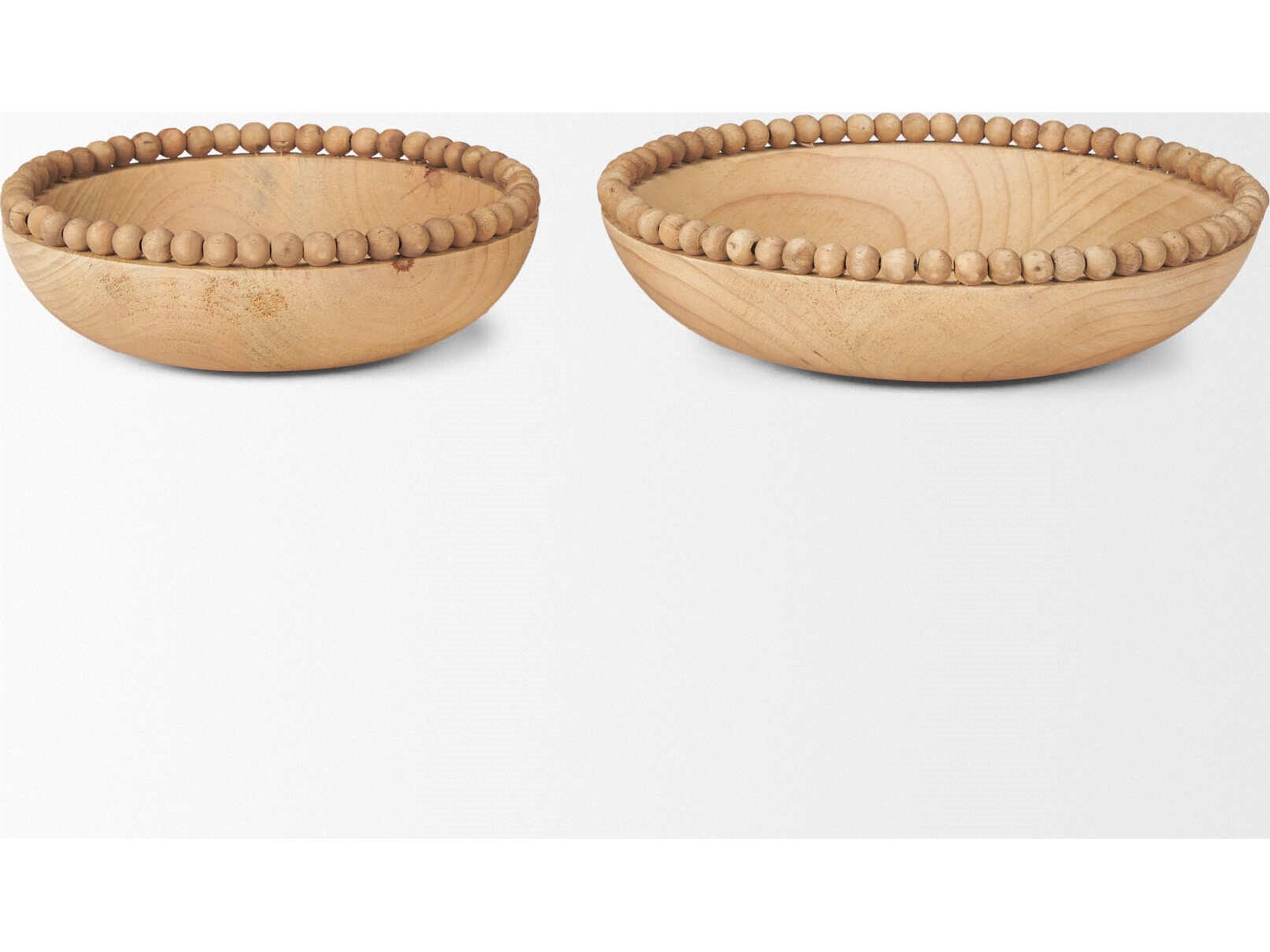 Mercana Wendell Light Brown Wood w/ Wood Bead Round Bowls